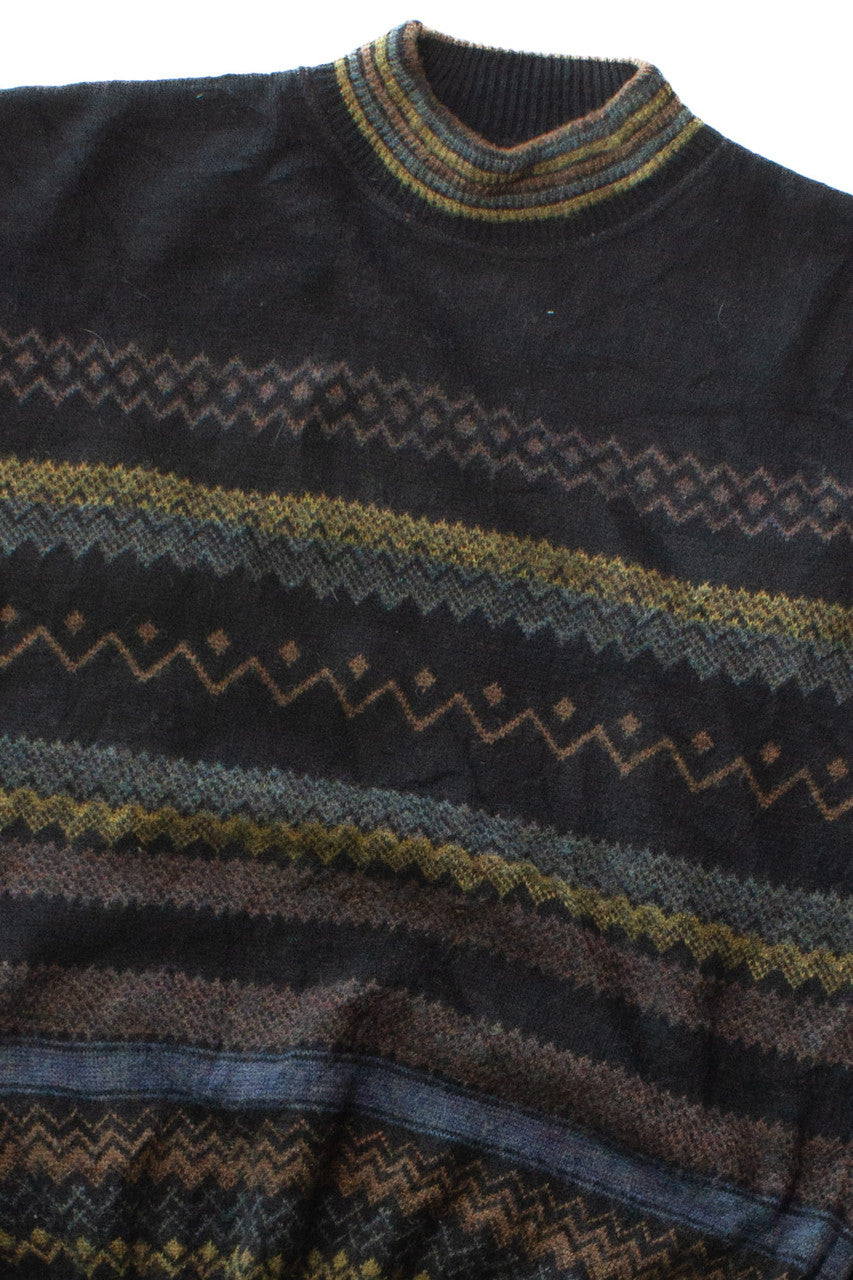 Vintage Striped Mock Neck Sweater (1980s)