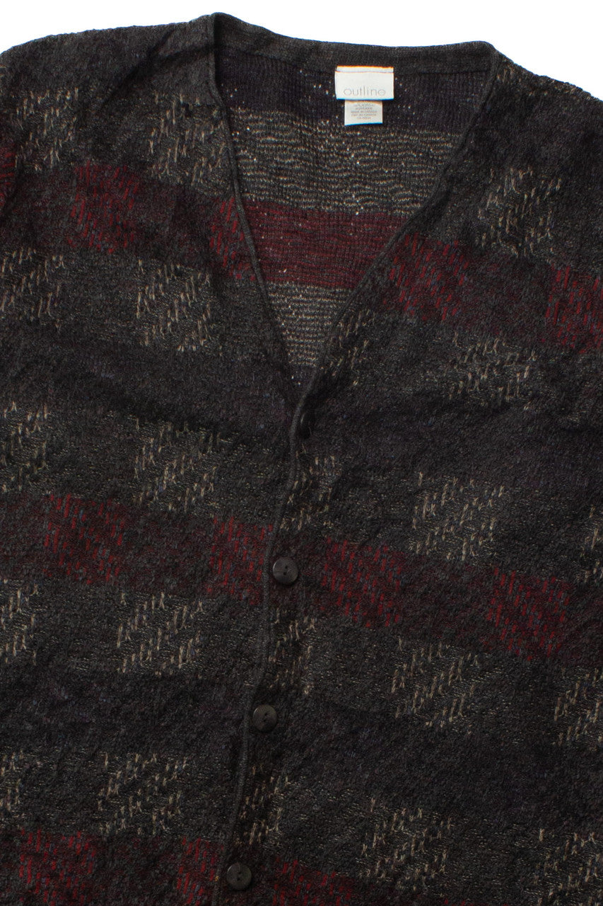 Vintage Gray Checkered Cardigan Sweater (2000s)