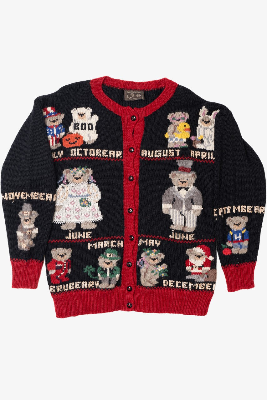 Vintage Monthly Festive Bears Calendar Sweater