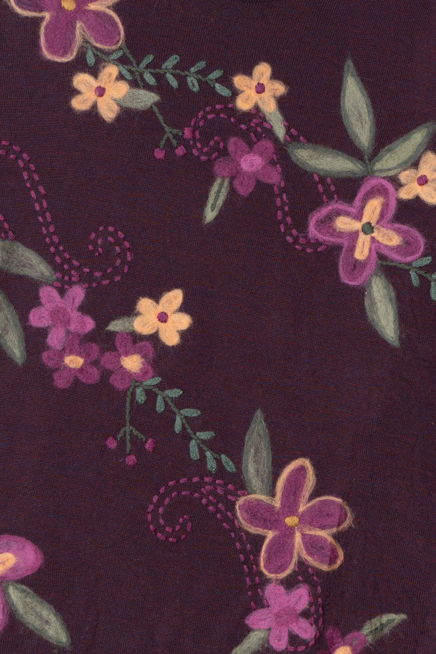Floral Felted Merino Wool Pendleton Sweater