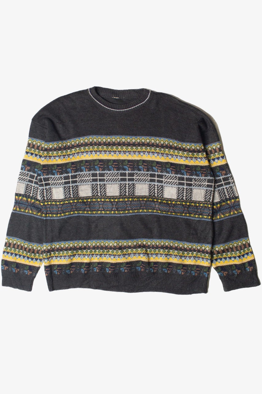 Dark Gray Multi Stripe Pattern Sweater