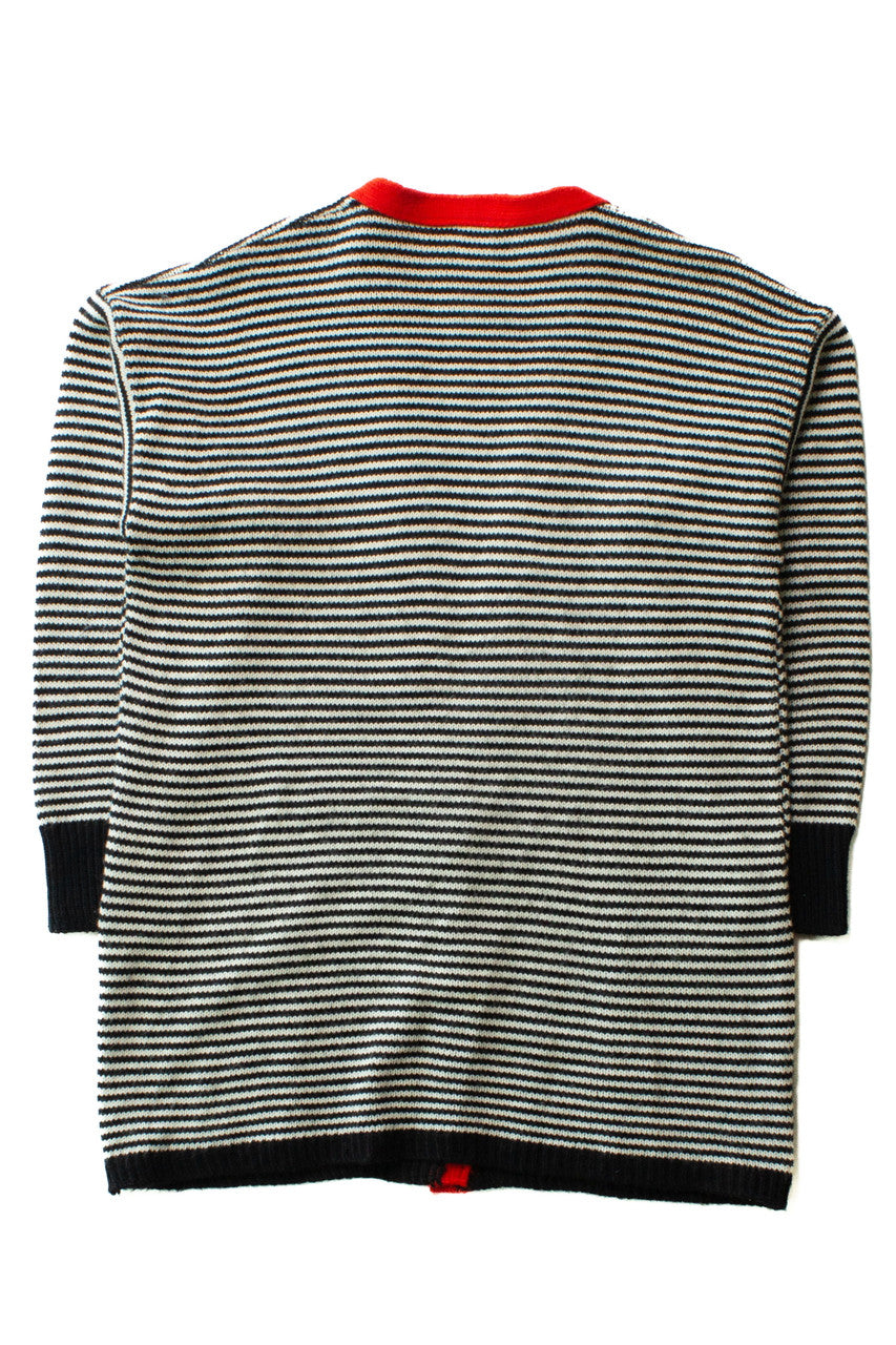 Vintage Black & White Stripe Cardigan Sweater (1980s)