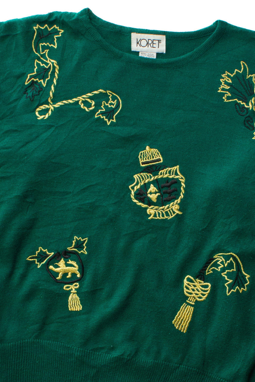 Vintage Gold Embroidered Koret Sweater (1990s)