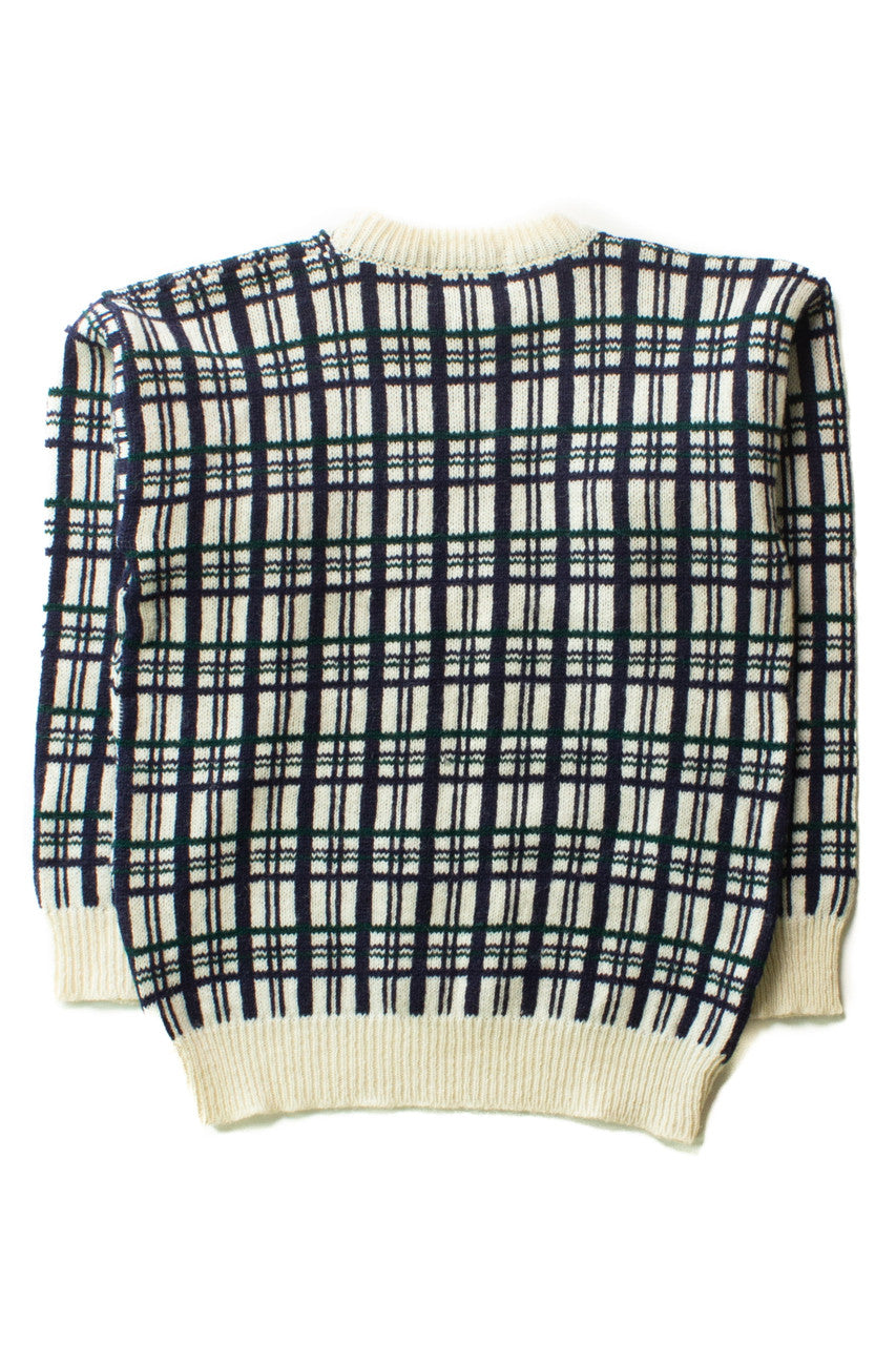 Vintage James Pringle White Plaid Sweater (1990s)