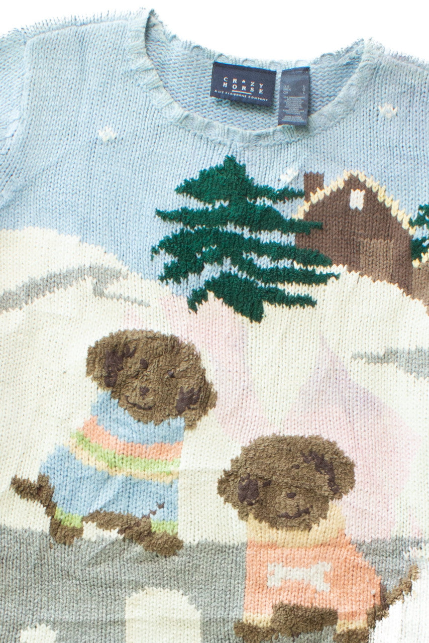Vintage Puppies In Snow Sweater (2000s)