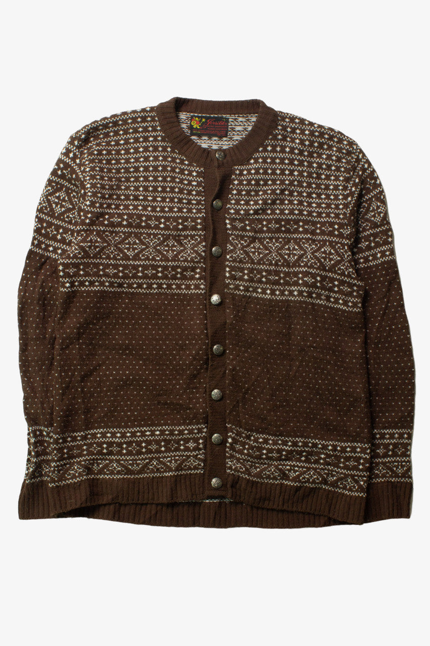 Vintage Jersild Brown Fair Isle Cardigan (1980s)