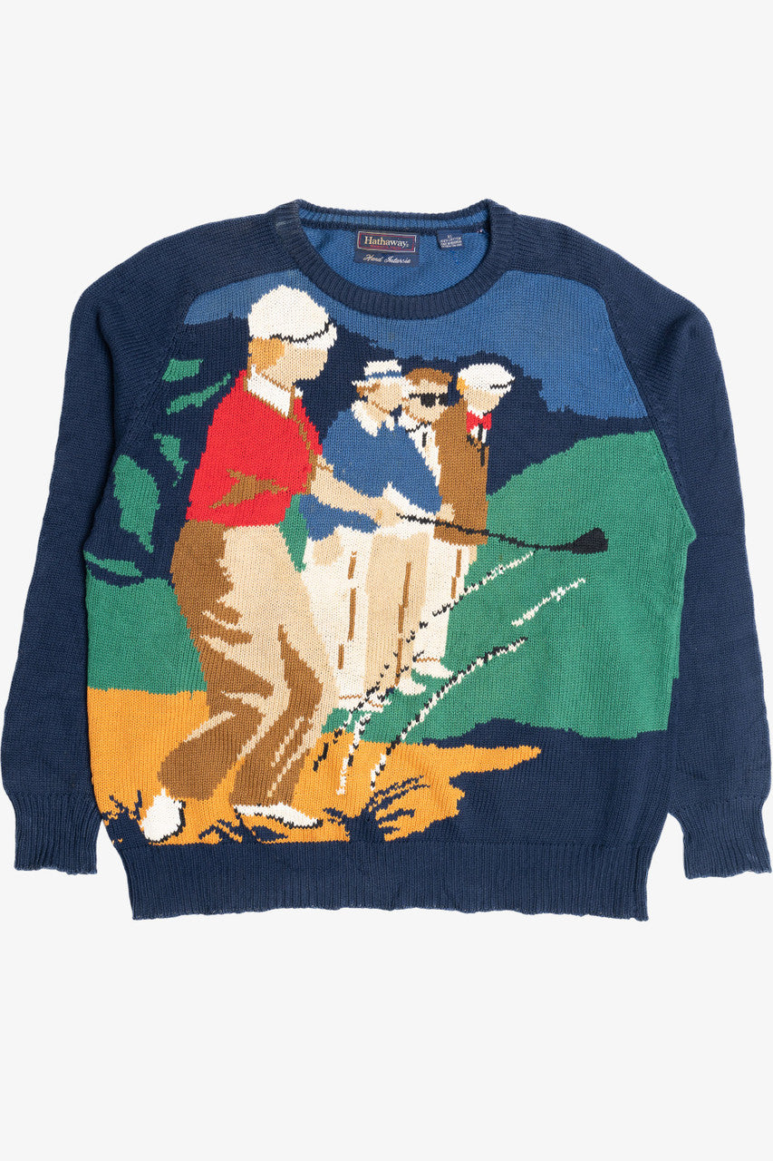 Vintage Golfers Hand Knit Intarsia Hathaway Sweater