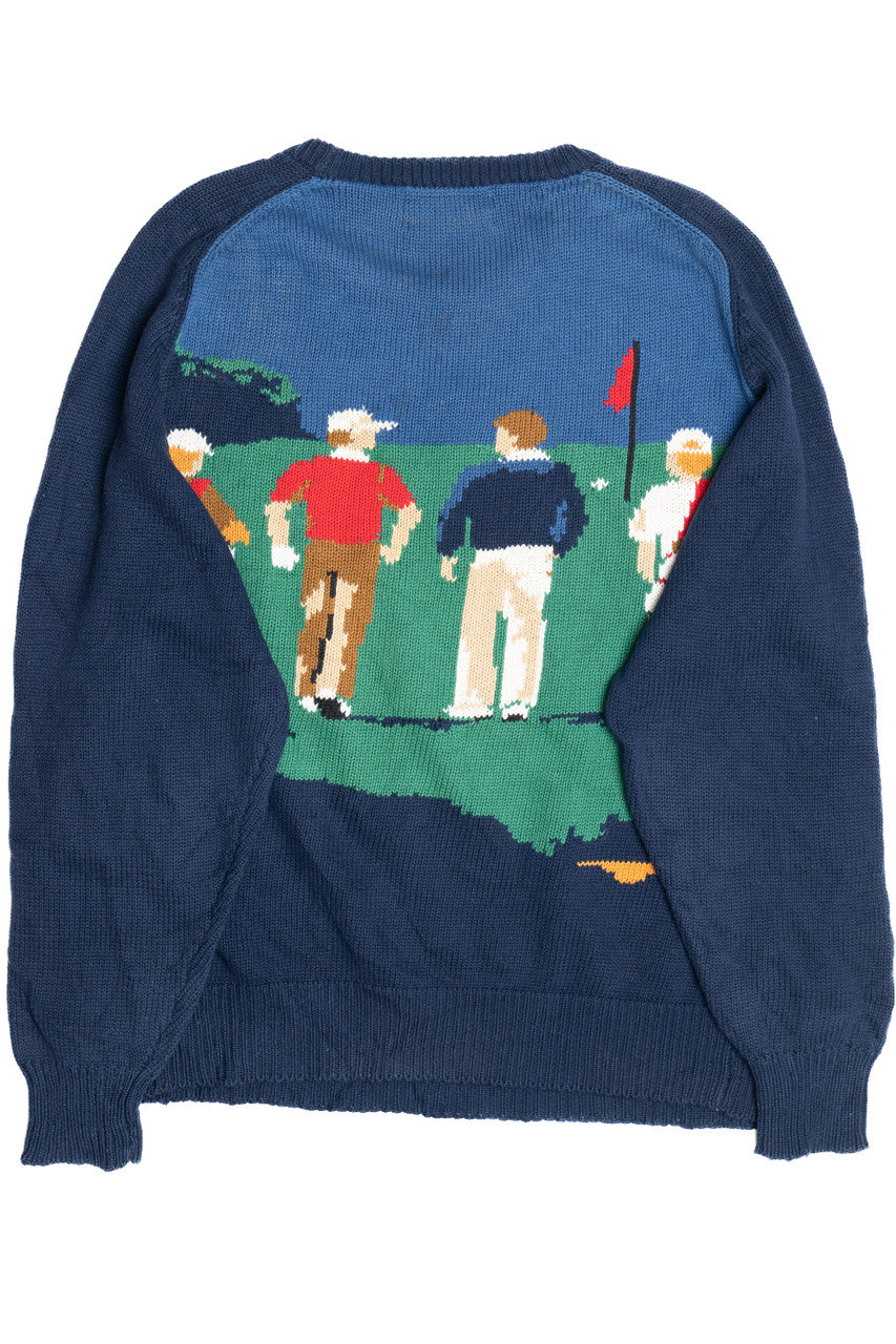 Vintage Golfers Hand Knit Intarsia Hathaway Sweater