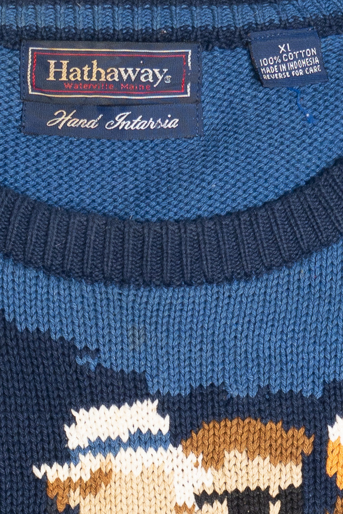Vintage Golfers Hand Knit Intarsia Hathaway Sweater