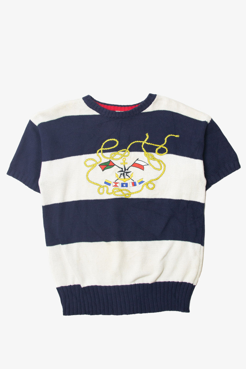 Vintage J. G Hook Nautical Sailor Short Sleeve Sweater