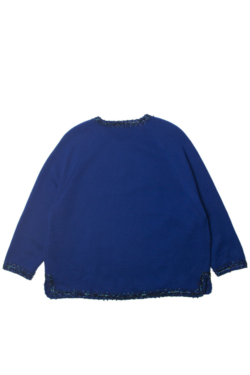 Vintage Blue Bead Embroidered Cardigan