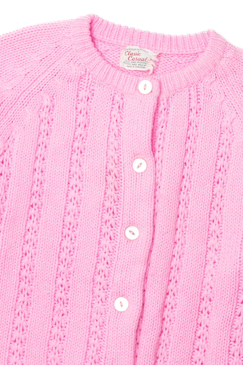 Vintage Classic Casuals Pink Cable Knit Sweater
