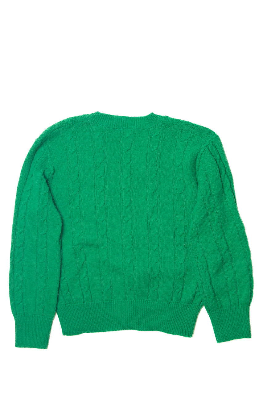 Vintage MS Casuals Green Cable Knit Sweater