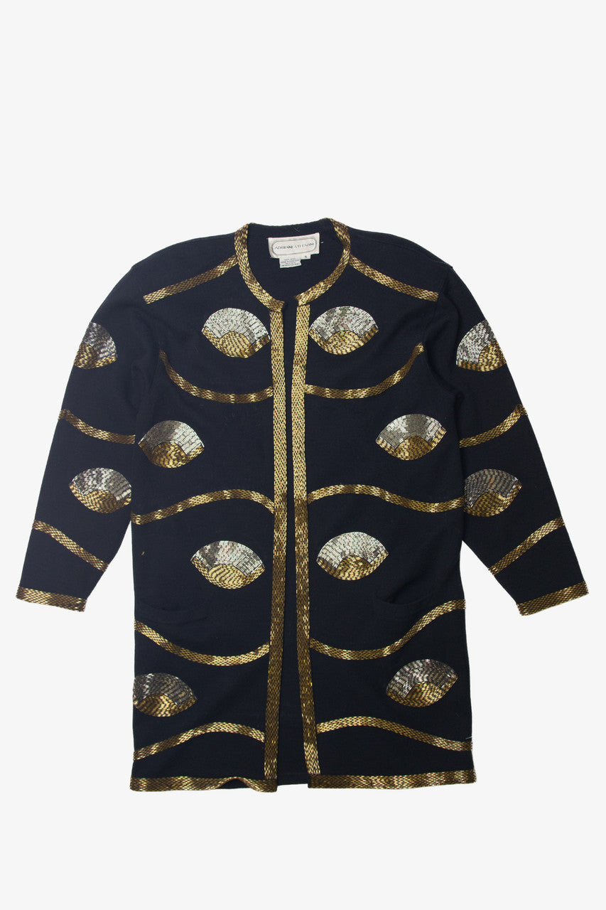 Vintage Adrienne Vittadini Bead Embroidered Cardigan (1980s)