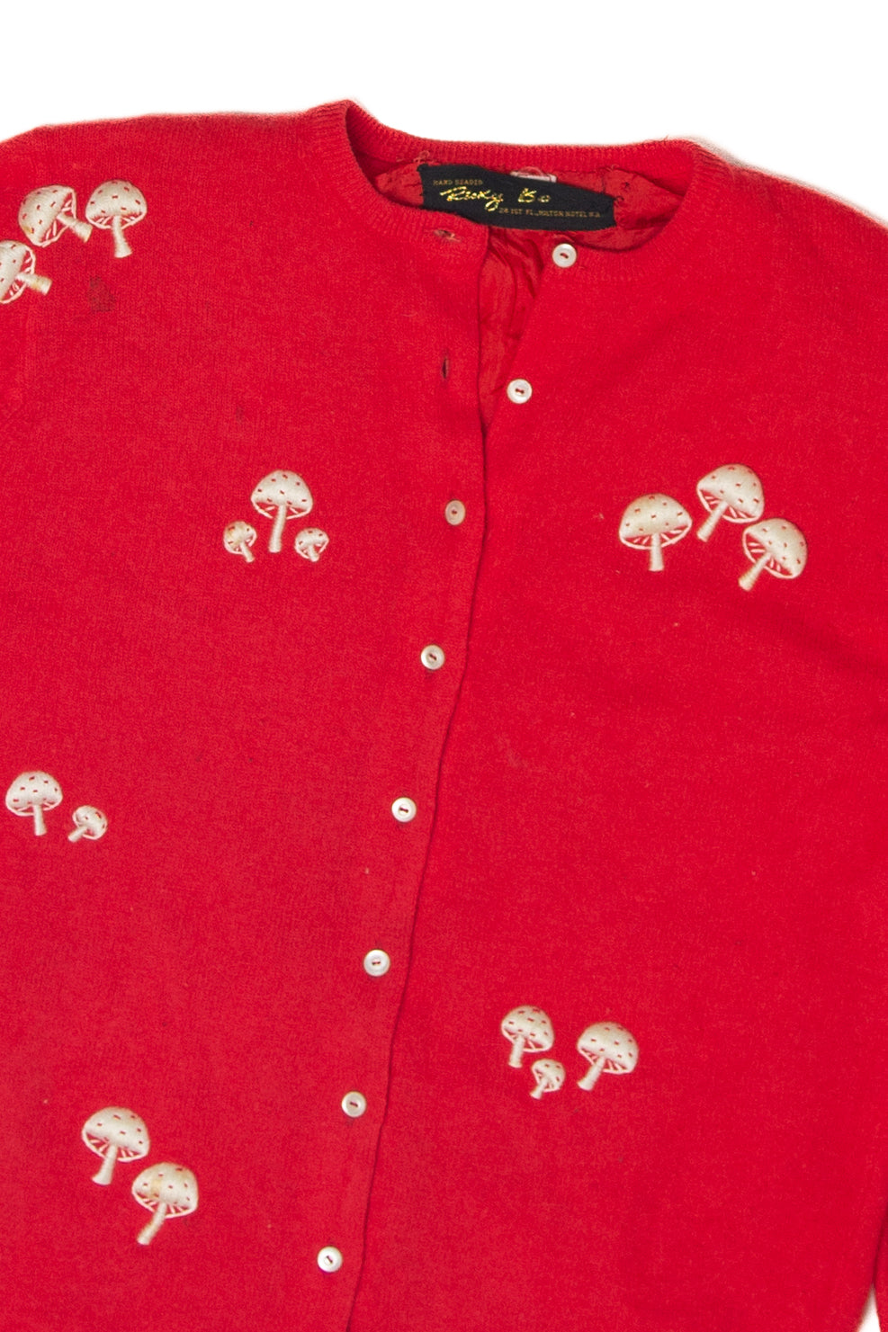Vintage Hand Embroidered Mushroom Ricky Bo Sweater
