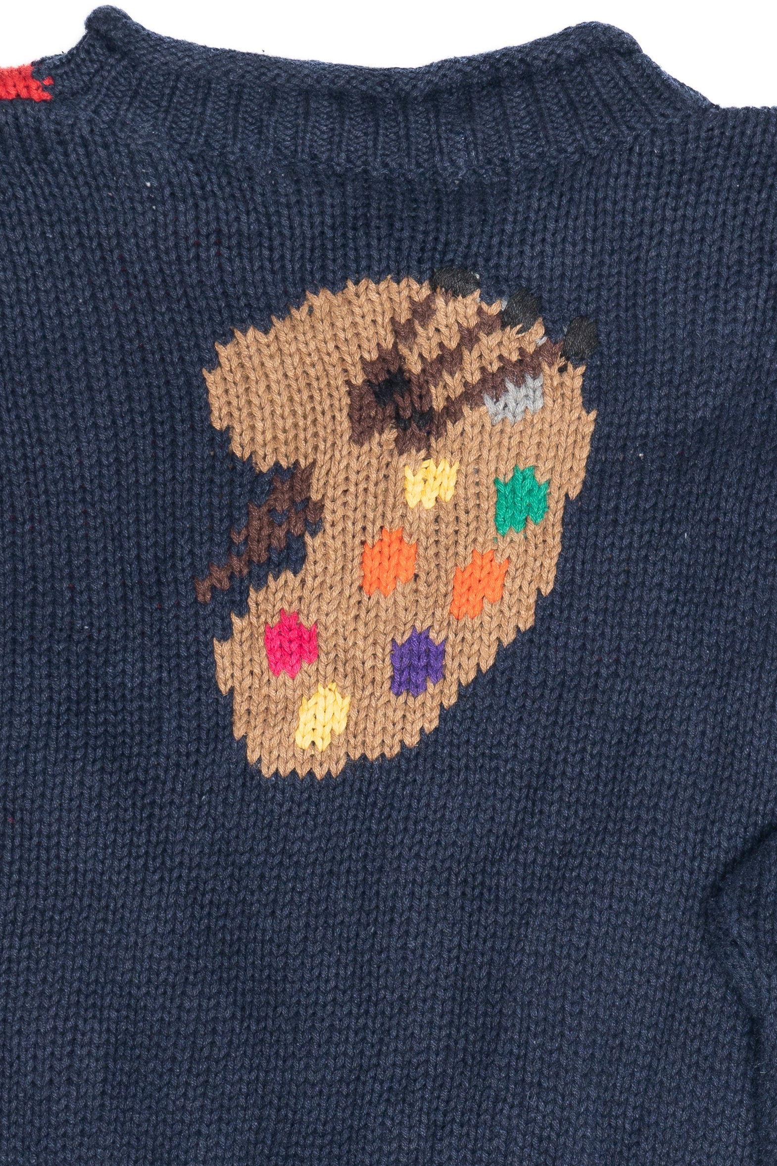 Vintage Hand Knit Painter's Palette Art Teacher Sweater (1980s)