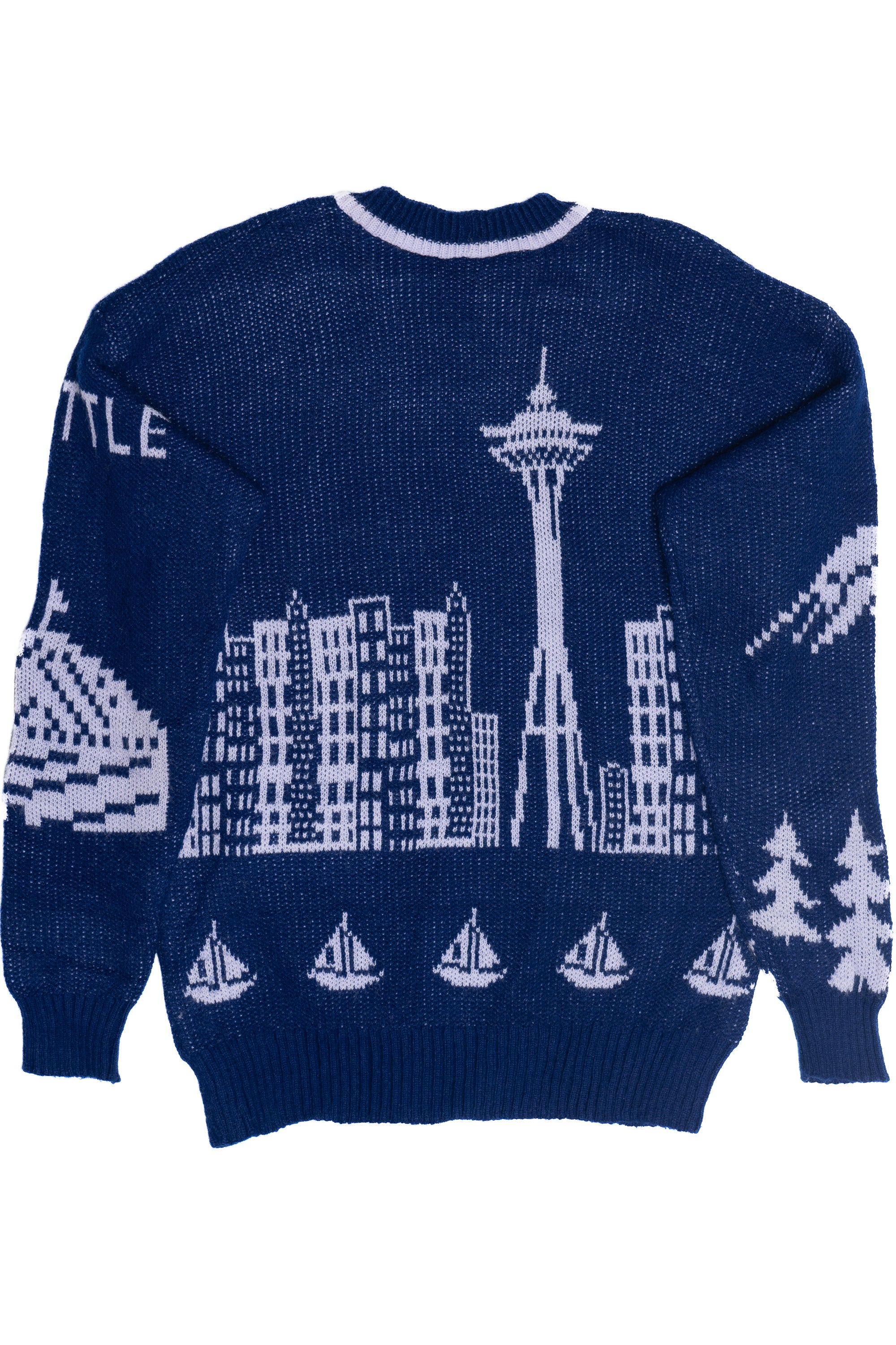 Vintage Seattle Spellout Space Needle Knit Sweater (1980s)