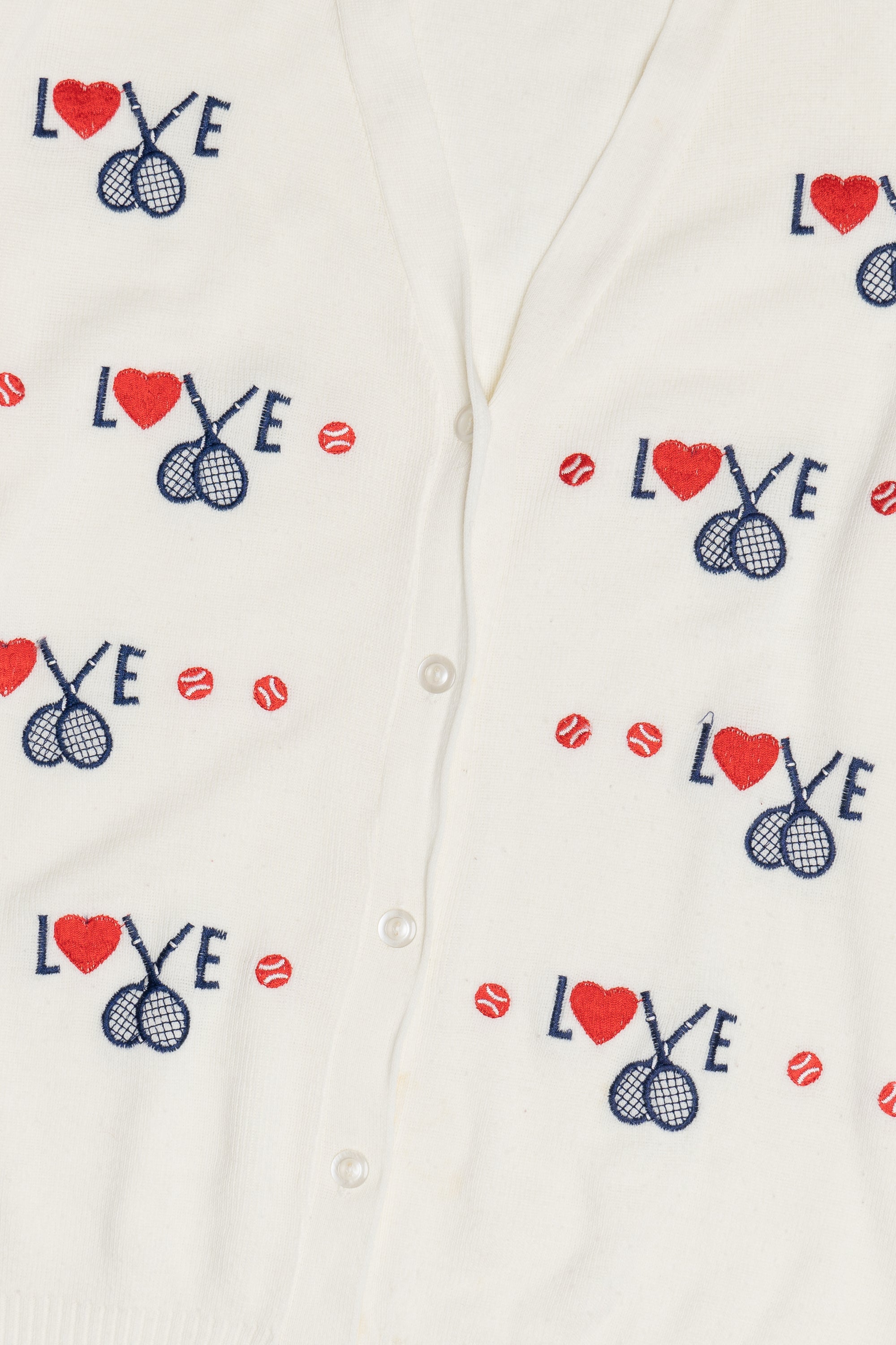 Vintage Tennis "Love" Embroidered Shirlee Designs Cyn Les Cardigan Sweater (1960s)