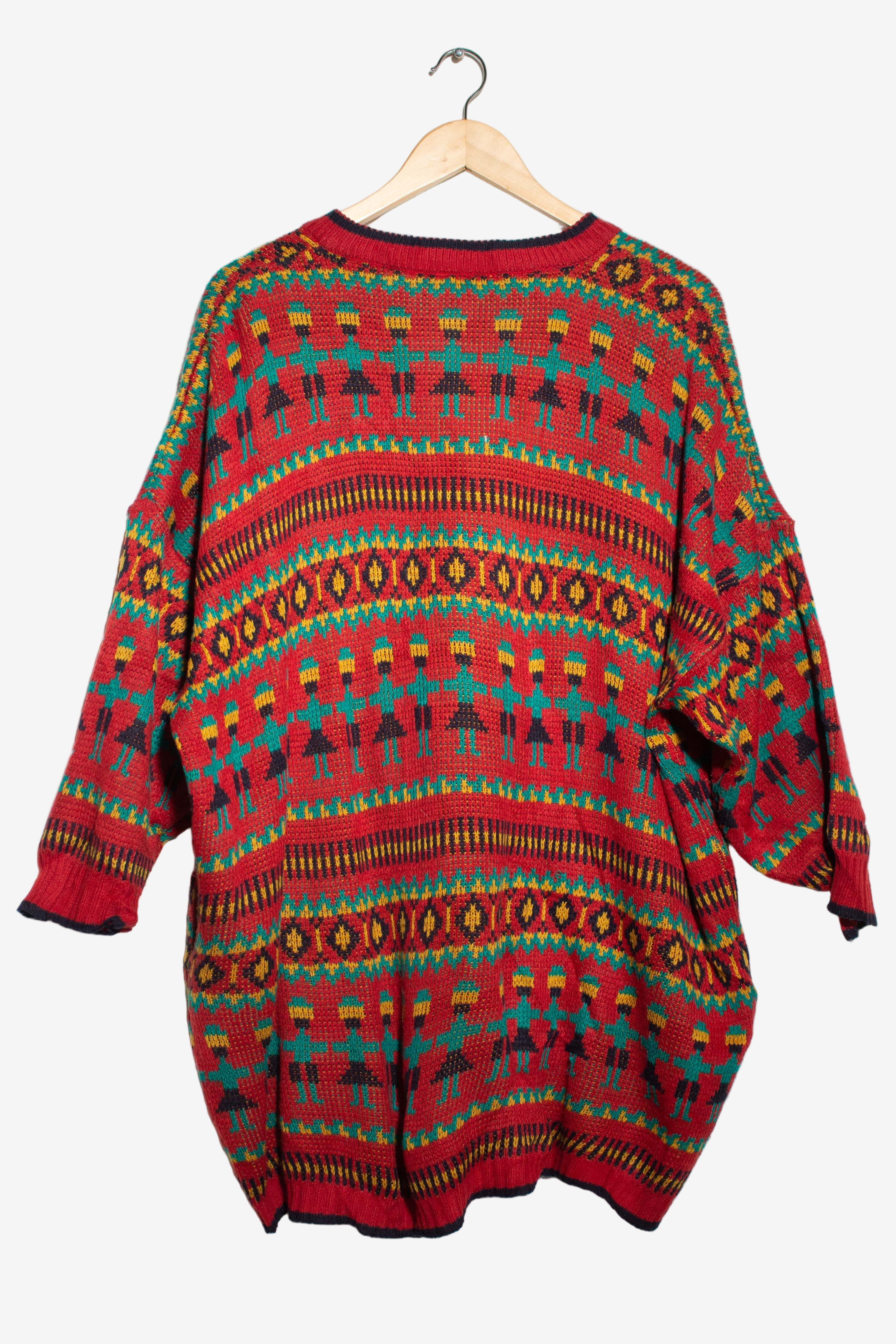 Vintage Midnight Blues Oversized V-Neck Sweater (1990s)