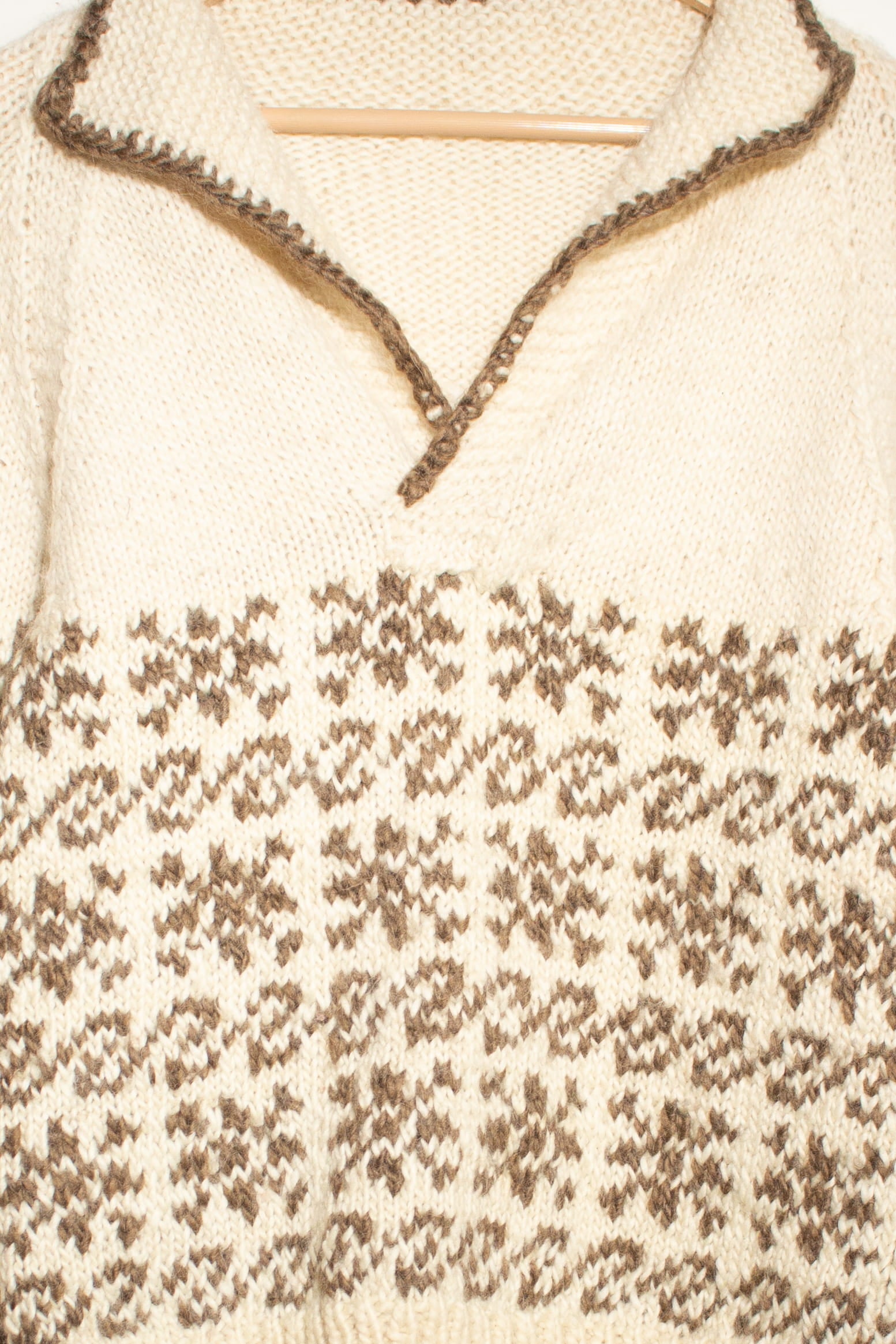 Vintage Beige & Brown Collared Sweater (1980s)