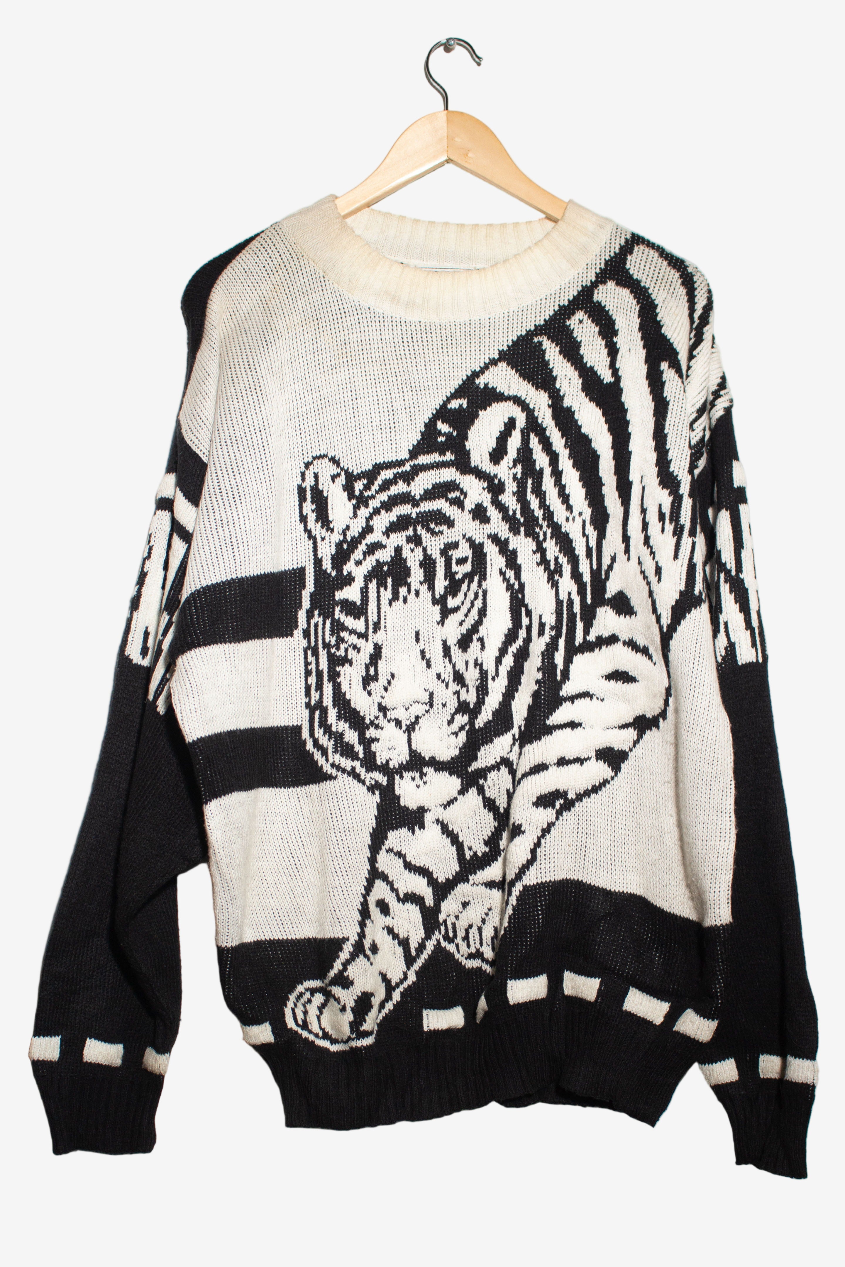 Vintage Black & White Tiger Sweater (1990s)