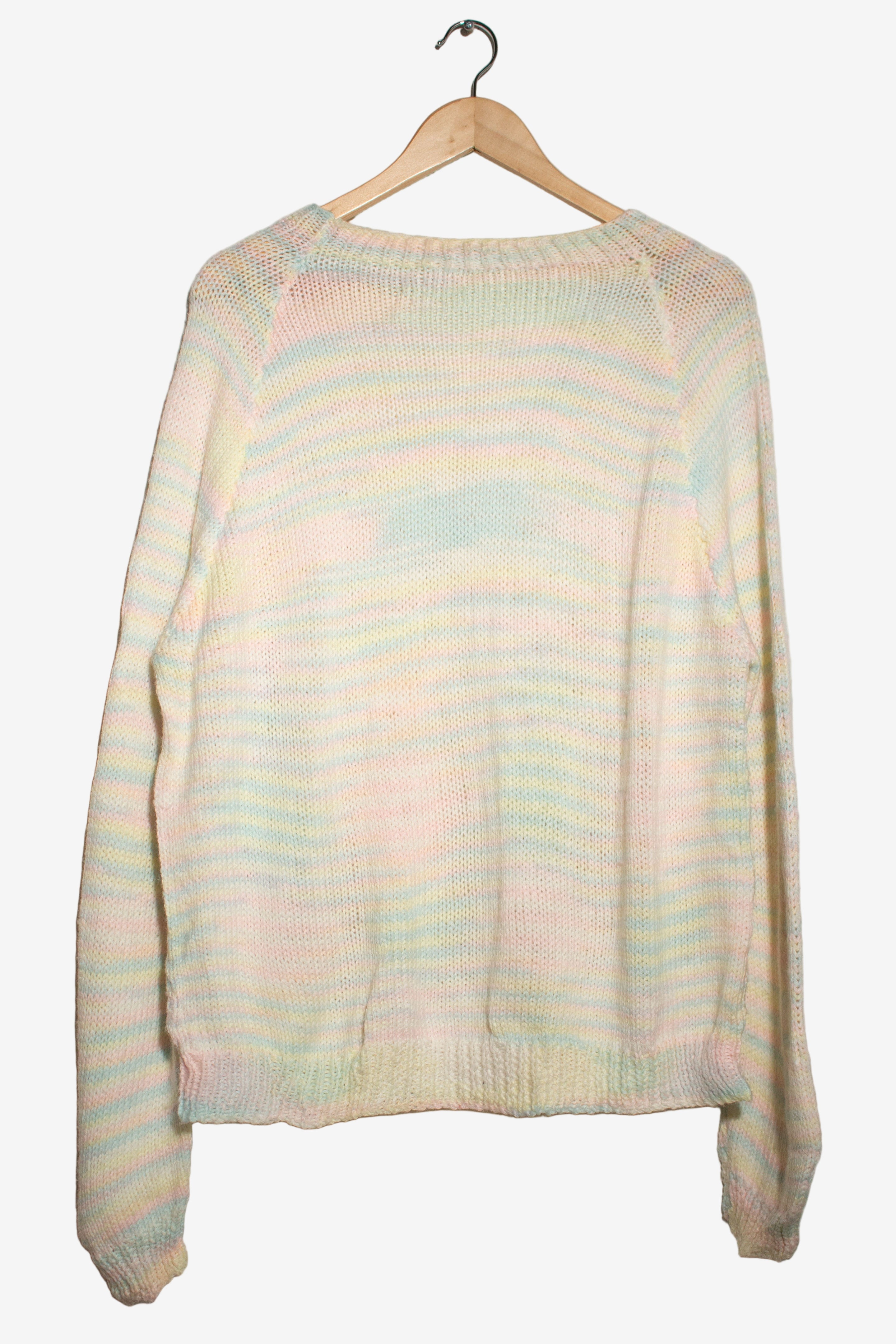 Vintage Pastel Multicolor V-Neck Sweater (1990s)