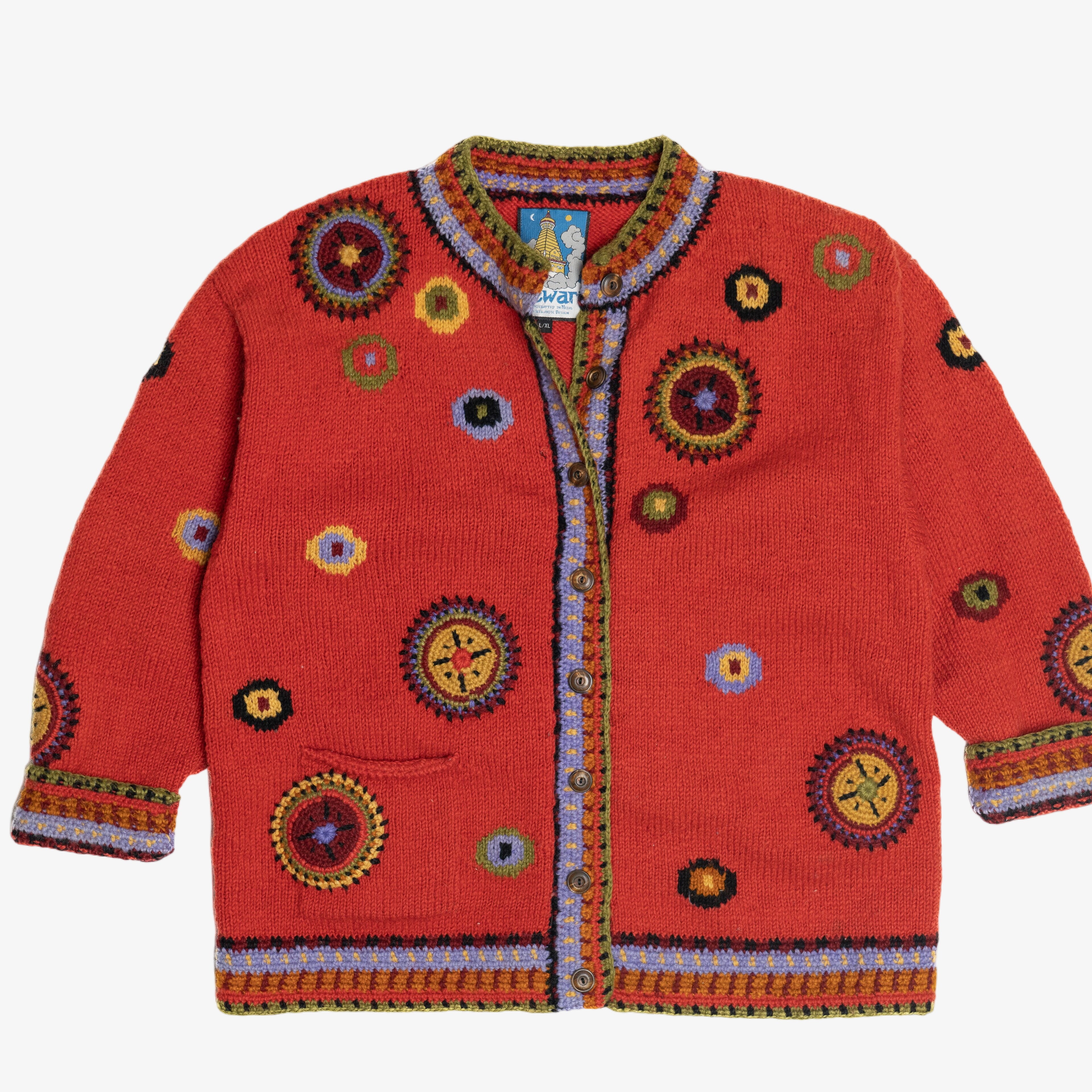 Vintage Handmade Newari Nepali Crochet Detail Sweater (1990s)