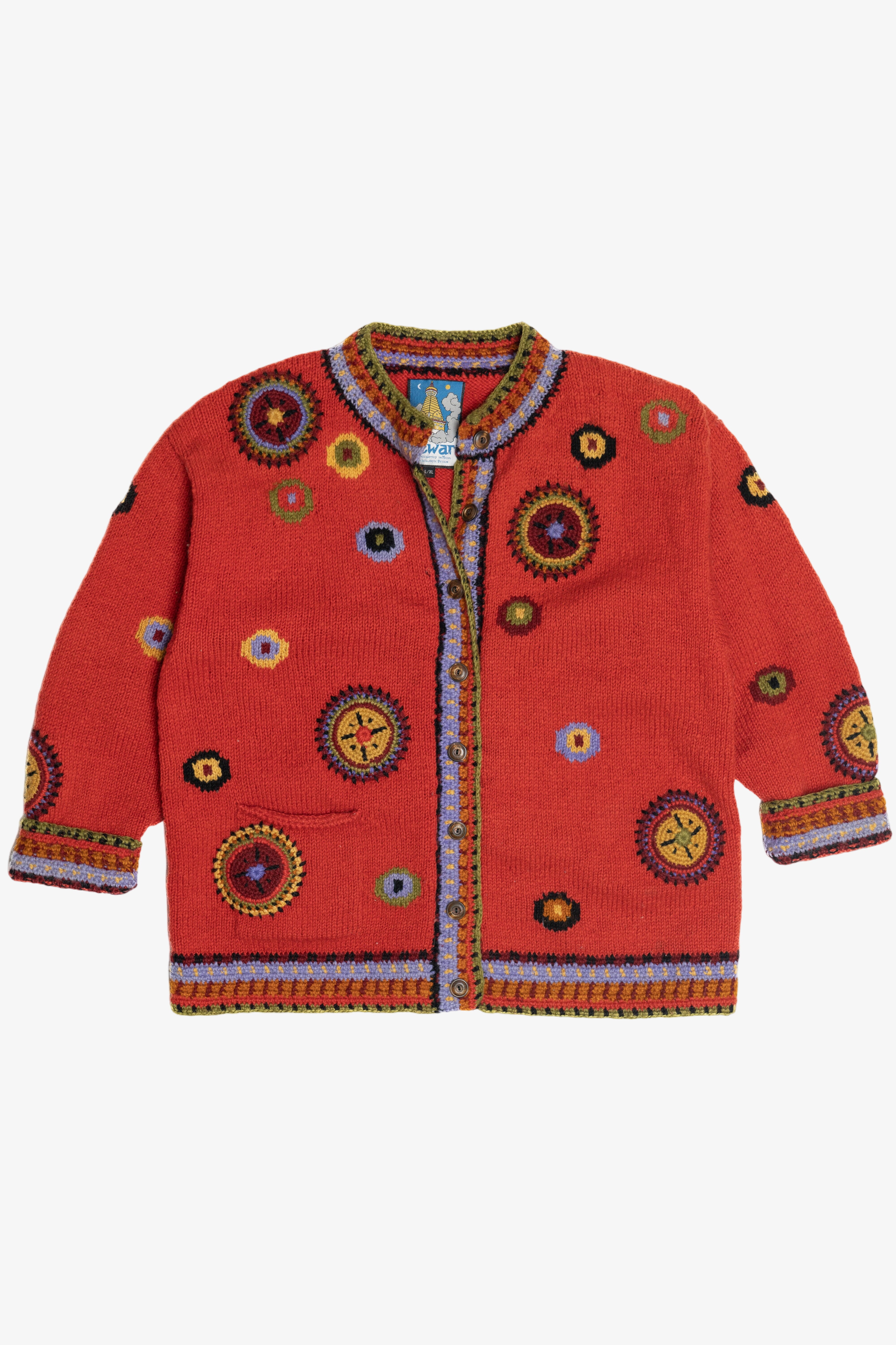 Vintage Handmade Newari Nepali Crochet Detail Sweater (1990s)