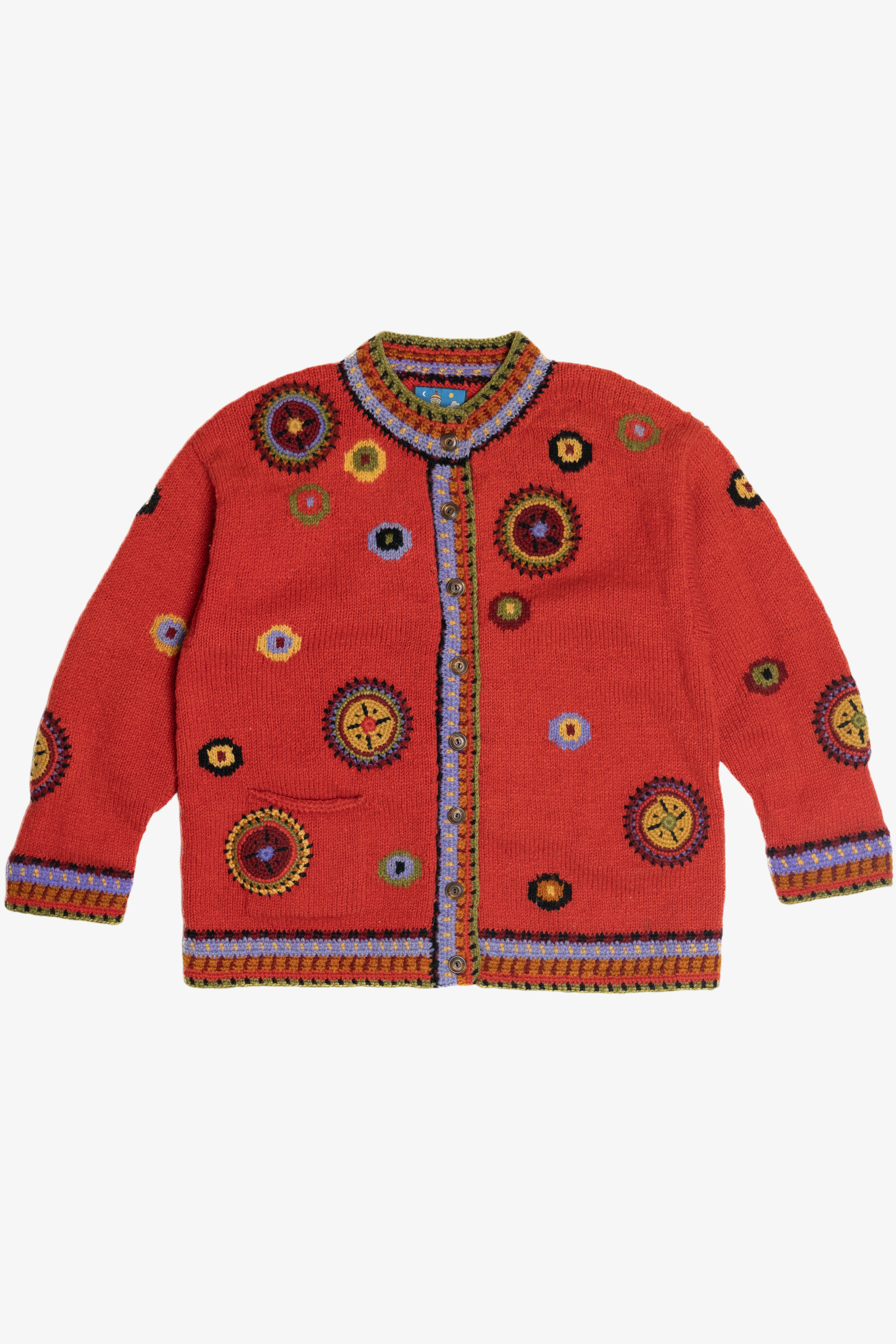 Vintage Handmade Newari Nepali Crochet Detail Sweater (1990s)