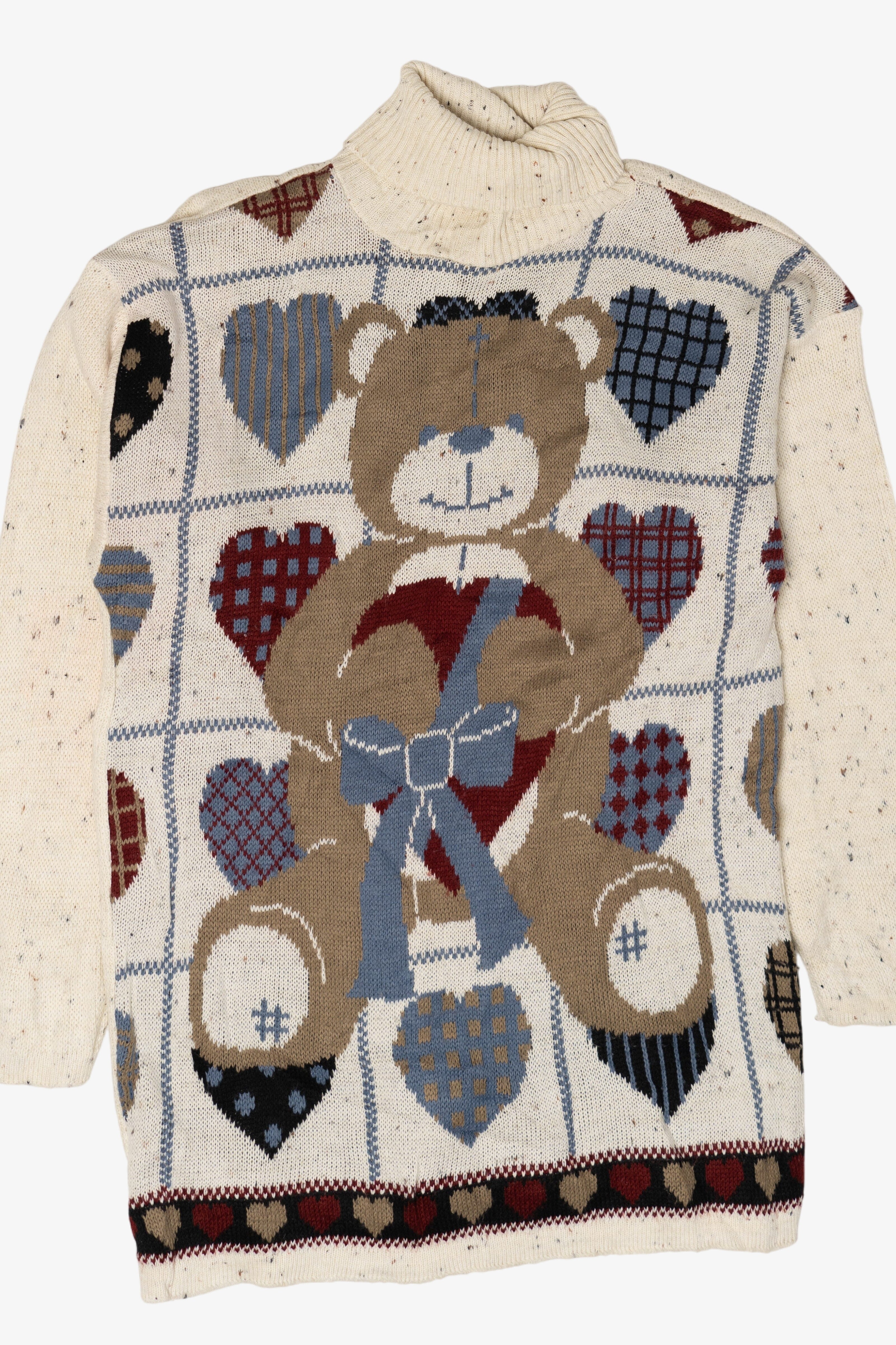 Vintage Bear Hearts Mixed Fibres Sweater (1990s)