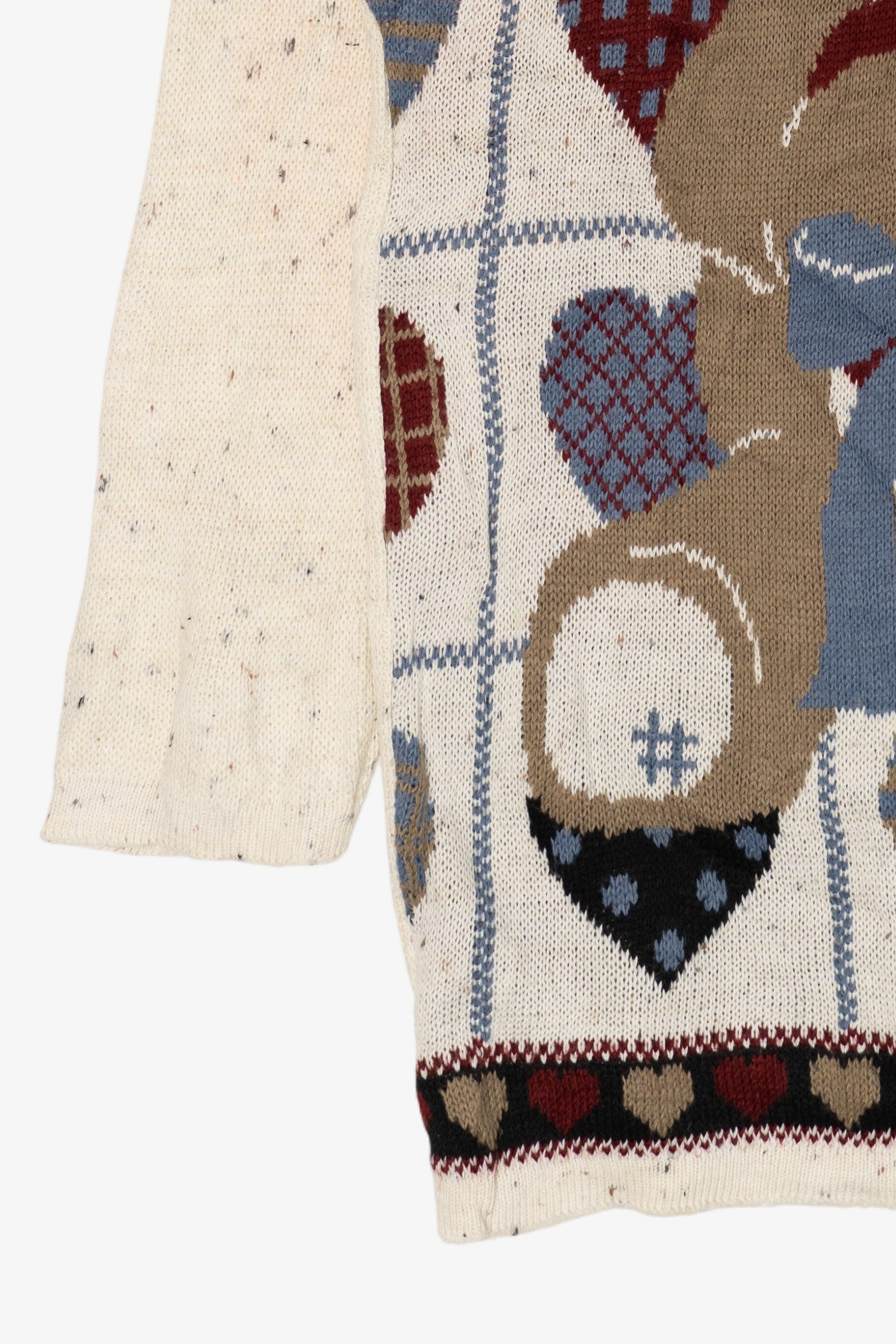 Vintage Bear Hearts Mixed Fibres Sweater (1990s)