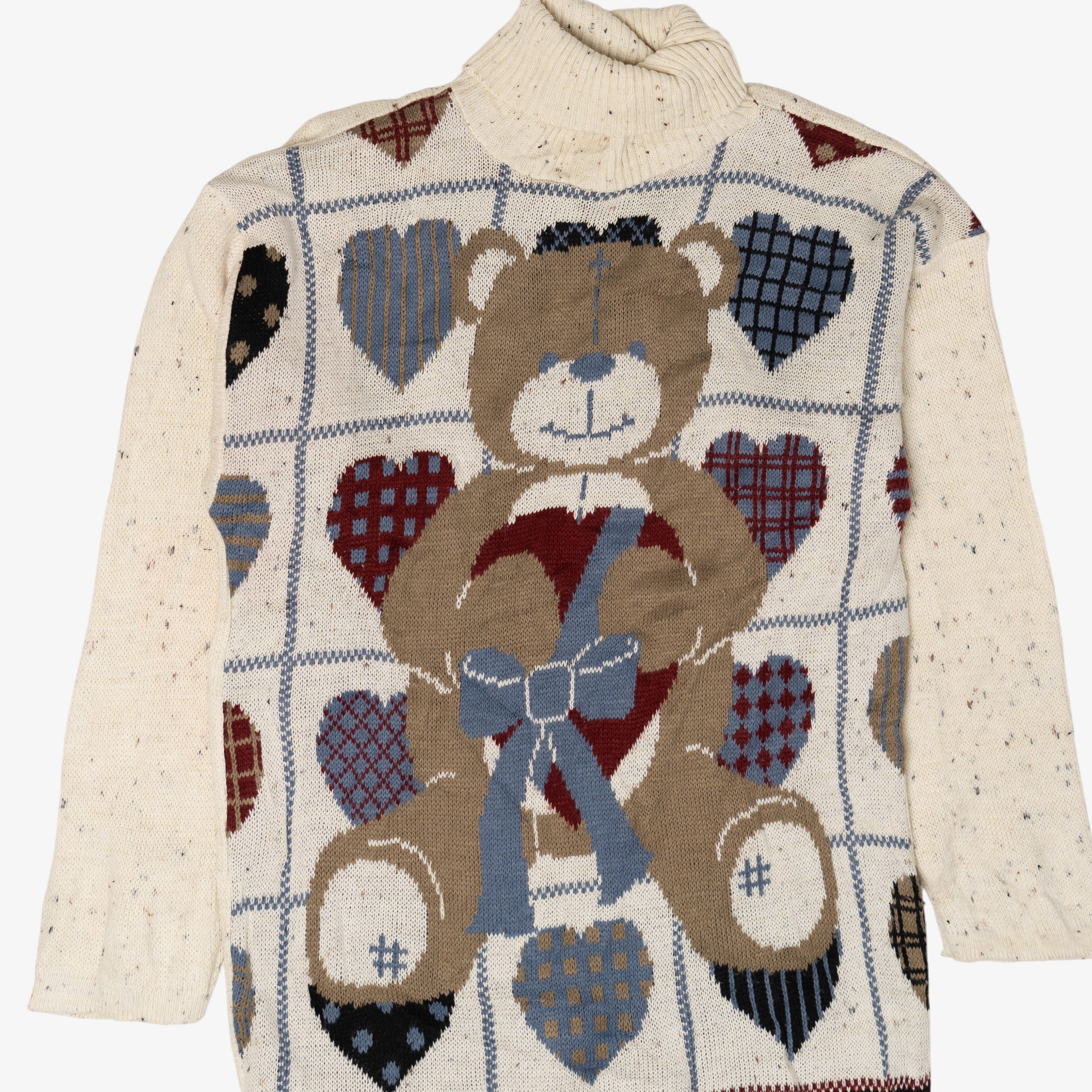Vintage Bear Hearts Mixed Fibres Sweater (1990s)