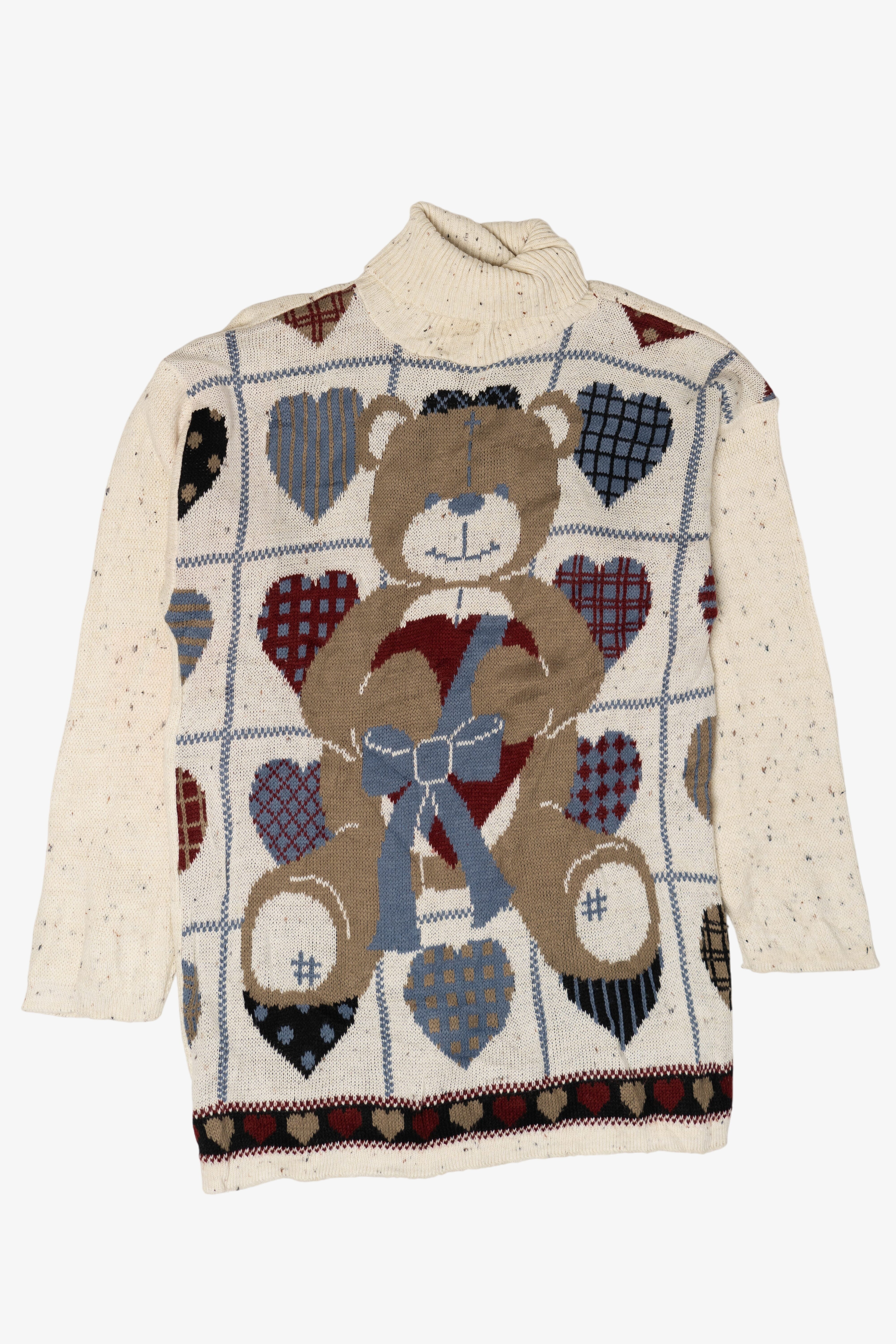 Vintage Bear Hearts Mixed Fibres Sweater (1990s)