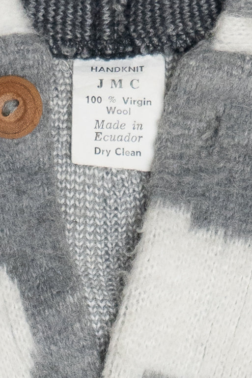 Vintage Hand Knit Alpaca Design Button Up Hoodie (2000s)