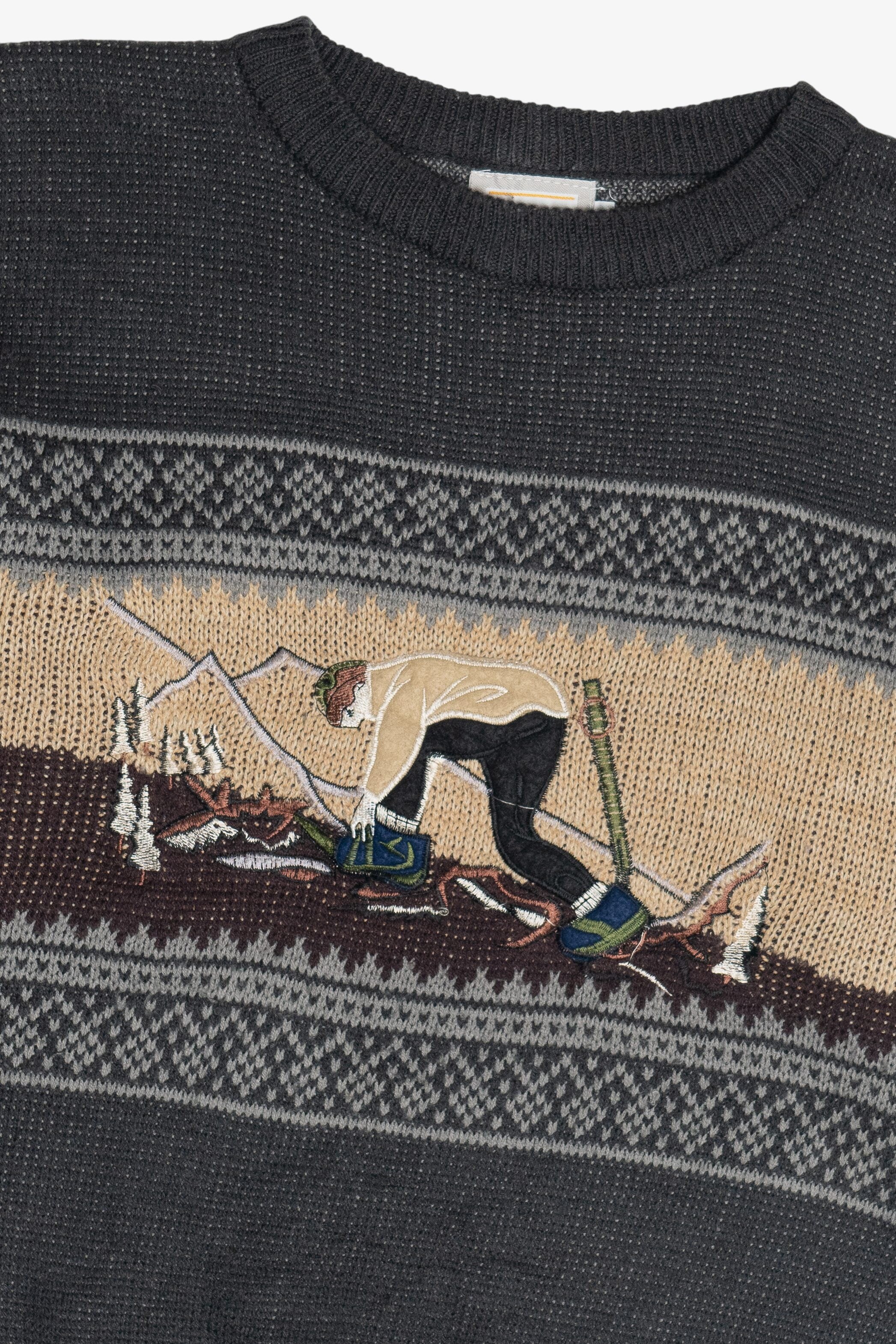 Vintage Hiking Scene Embroidered Henry Morell Sweater (1990s)