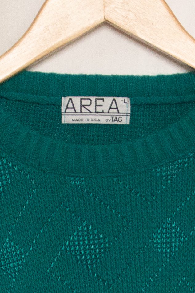 Vintage Green Area By Tag Sweater (1980s)