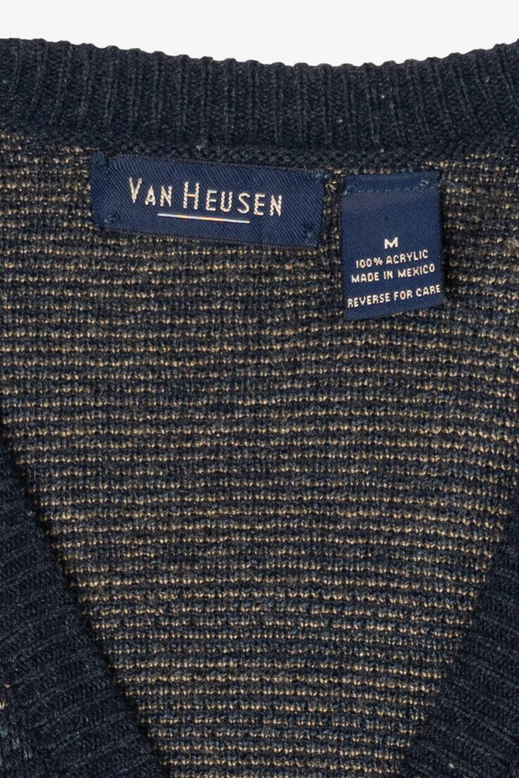 Vintage Navy Blue Van Heusen Cardigan Sweater (1990s)