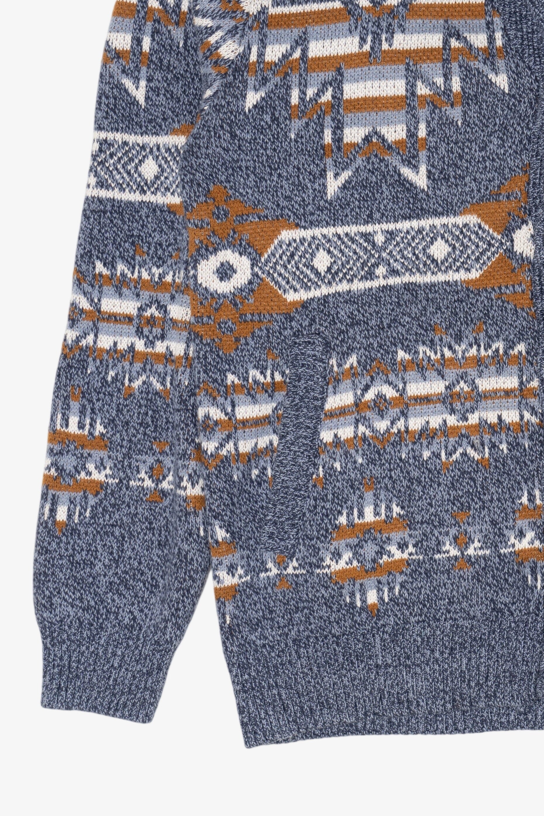 Blue Southwestern Pattern Rown Cardigan Sweater (2010s)