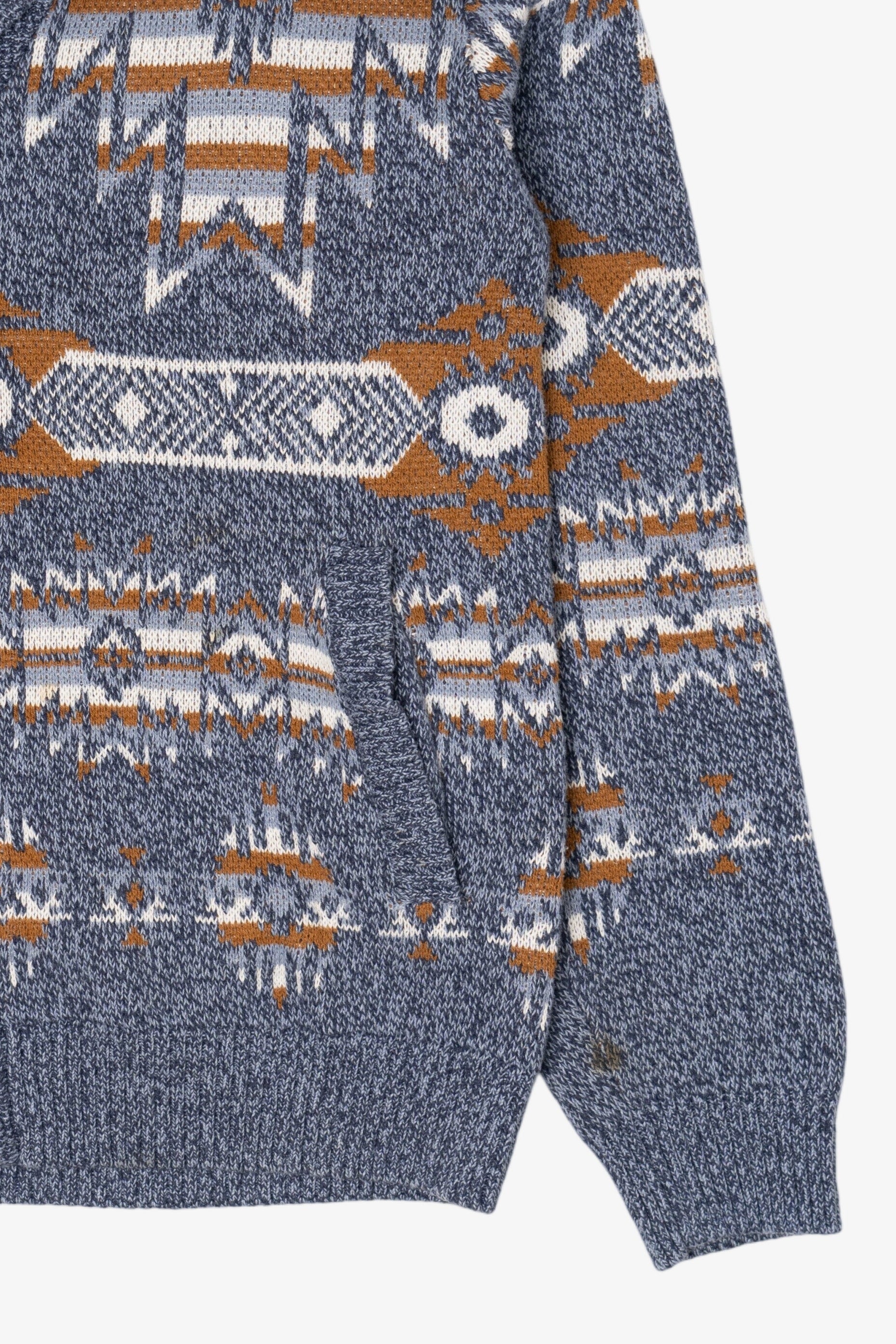 Blue Southwestern Pattern Rown Cardigan Sweater (2010s)