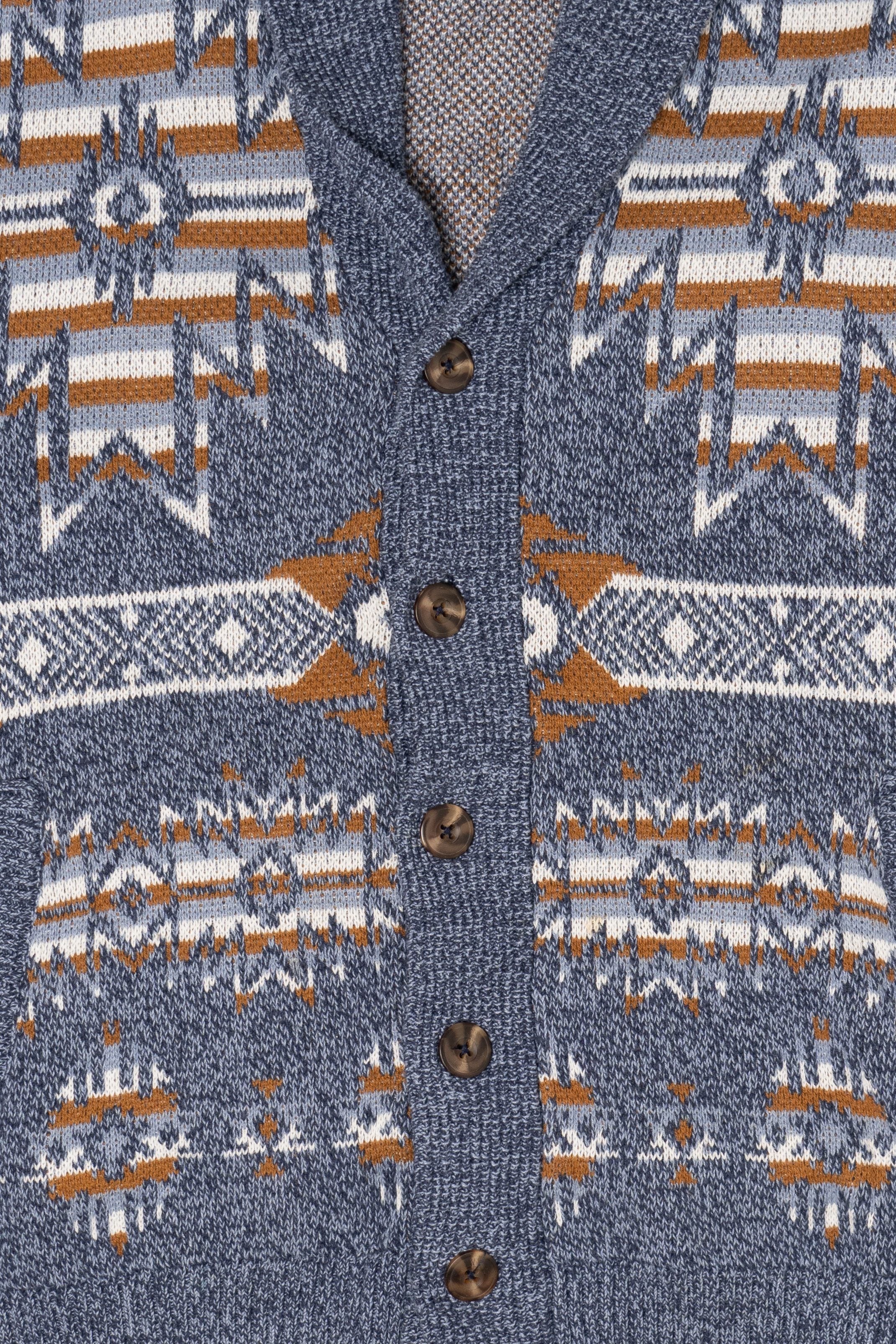 Blue Southwestern Pattern Rown Cardigan Sweater (2010s)