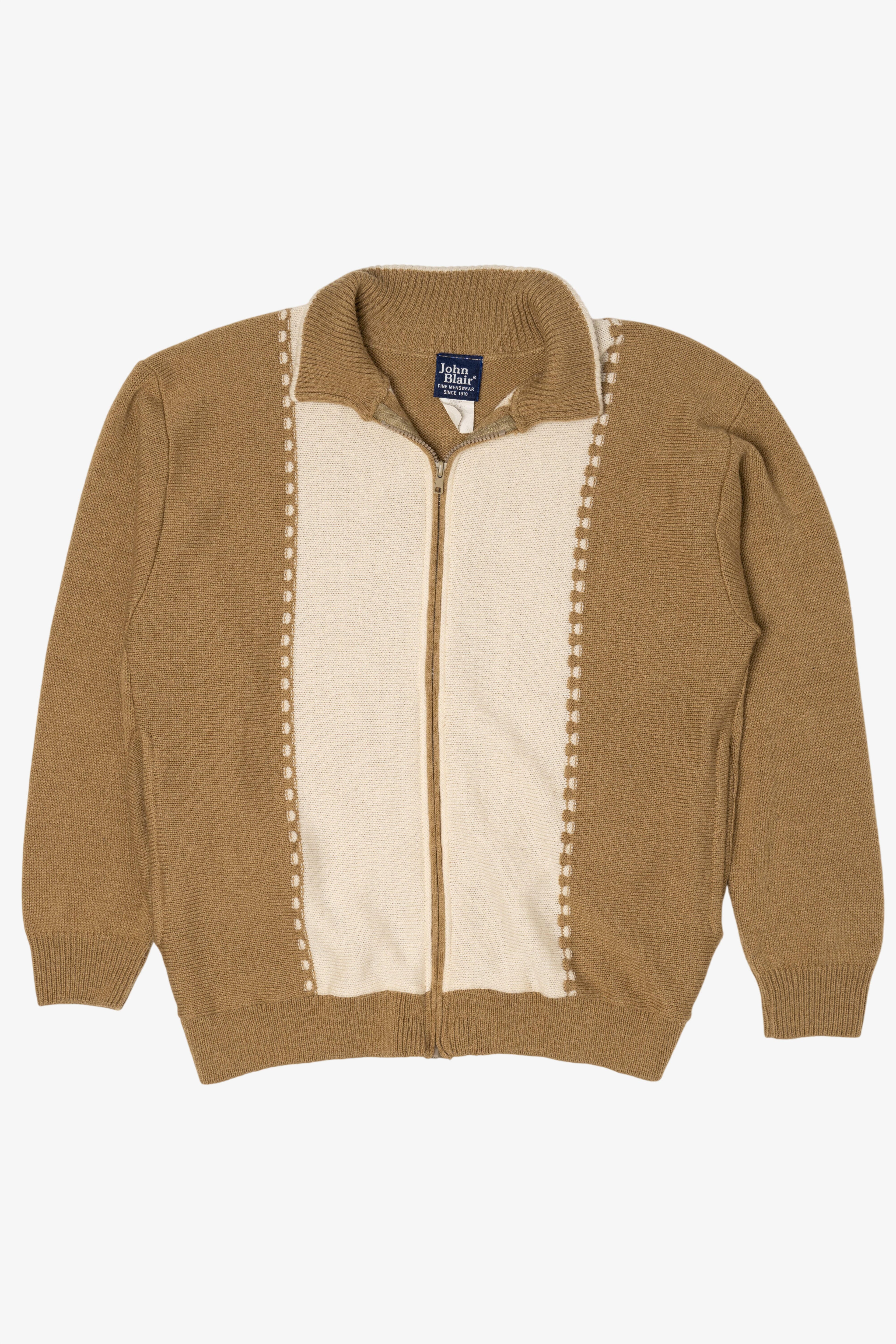Vintage Beige John Blair Zip Up Sweater (1990s)