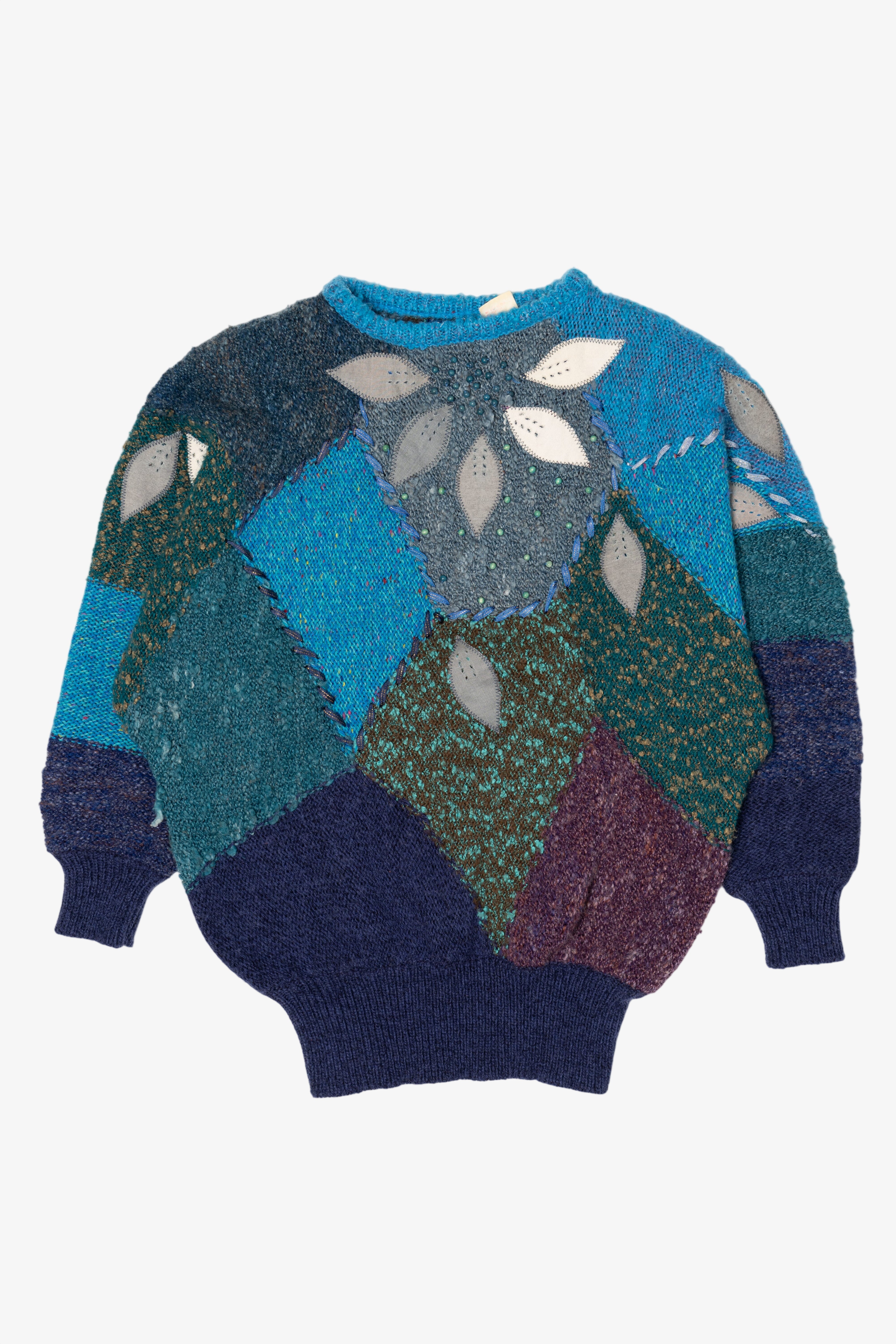 Vintage Blue 20 Ans Patchworks Sweater (1980s)