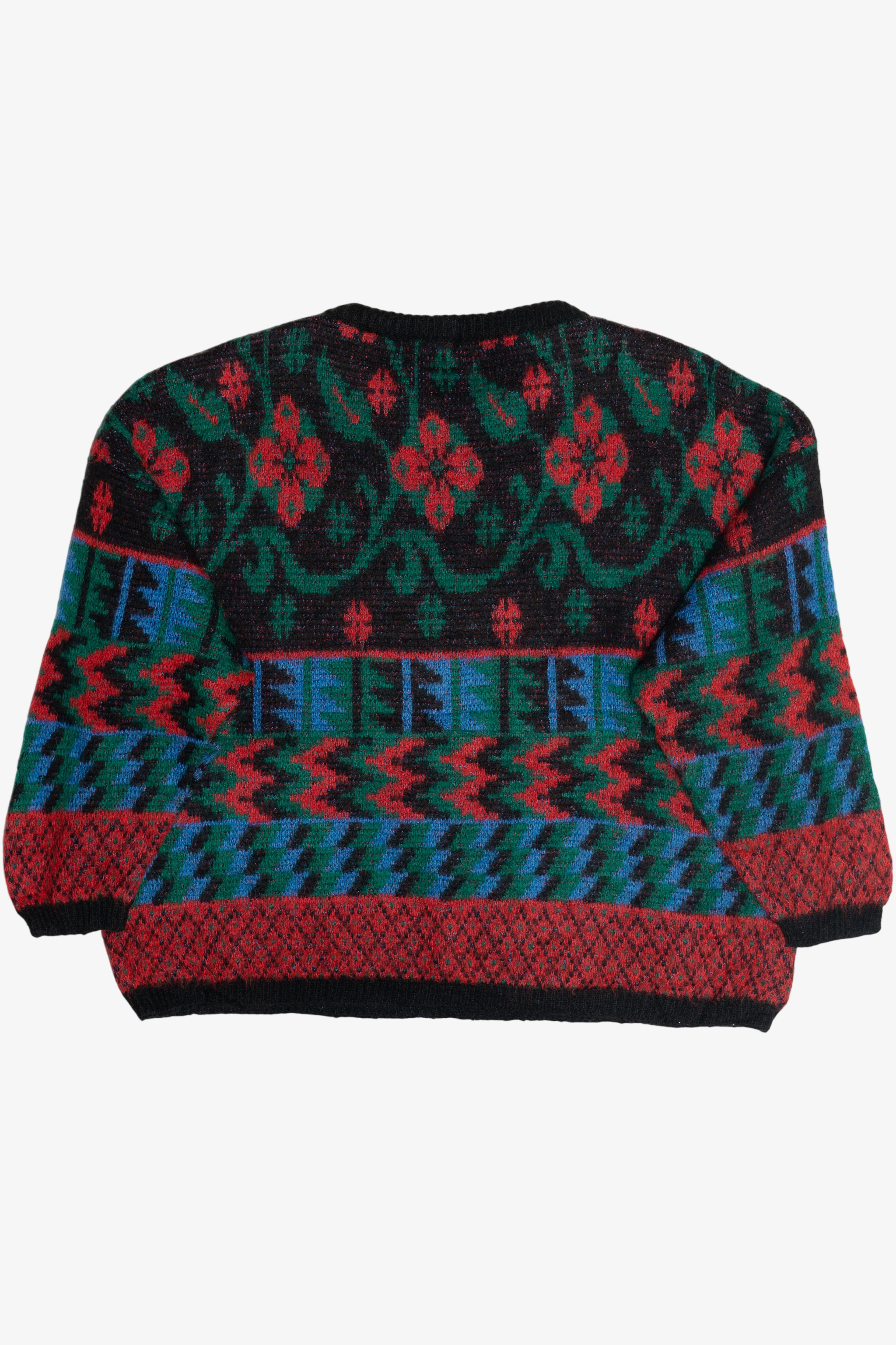 Vintage Benetton Italian Abstract Knit Wide Cropped Sweater (1980s)