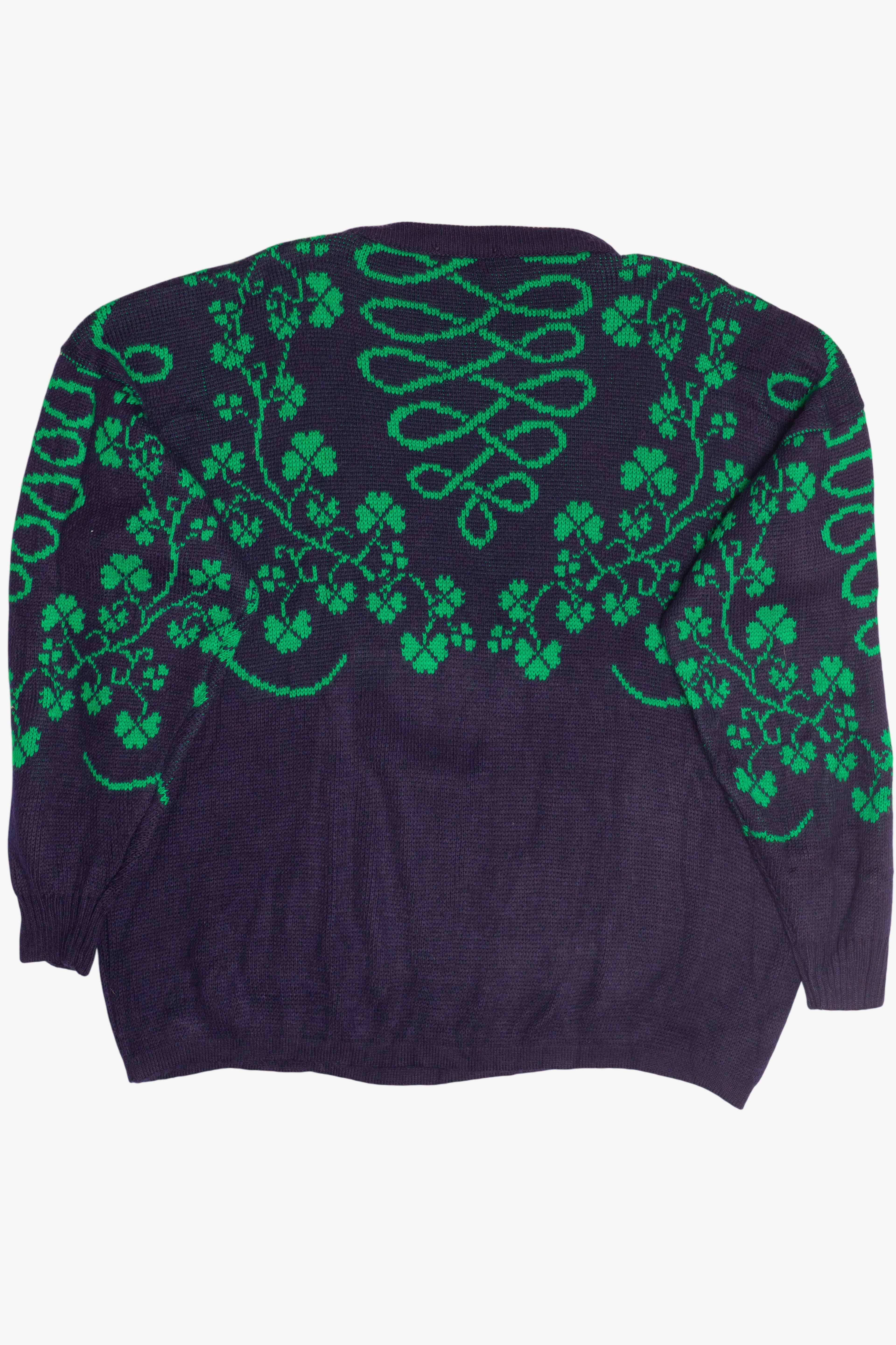 Vintage Emerald Isle Four Leaf Clover Knit Sweater Made In Ireland (1990s)
