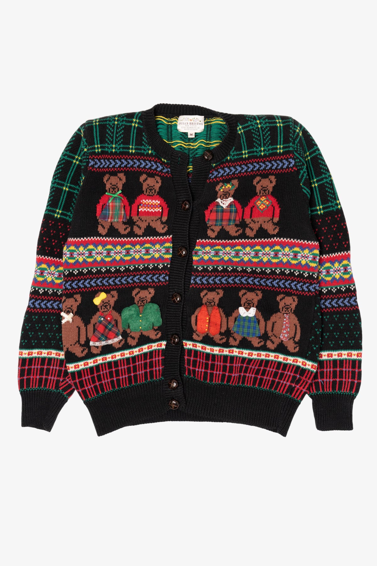 Vintage Hand Embroidered Susan Bristol Teddy Bears Sweater (1990s)