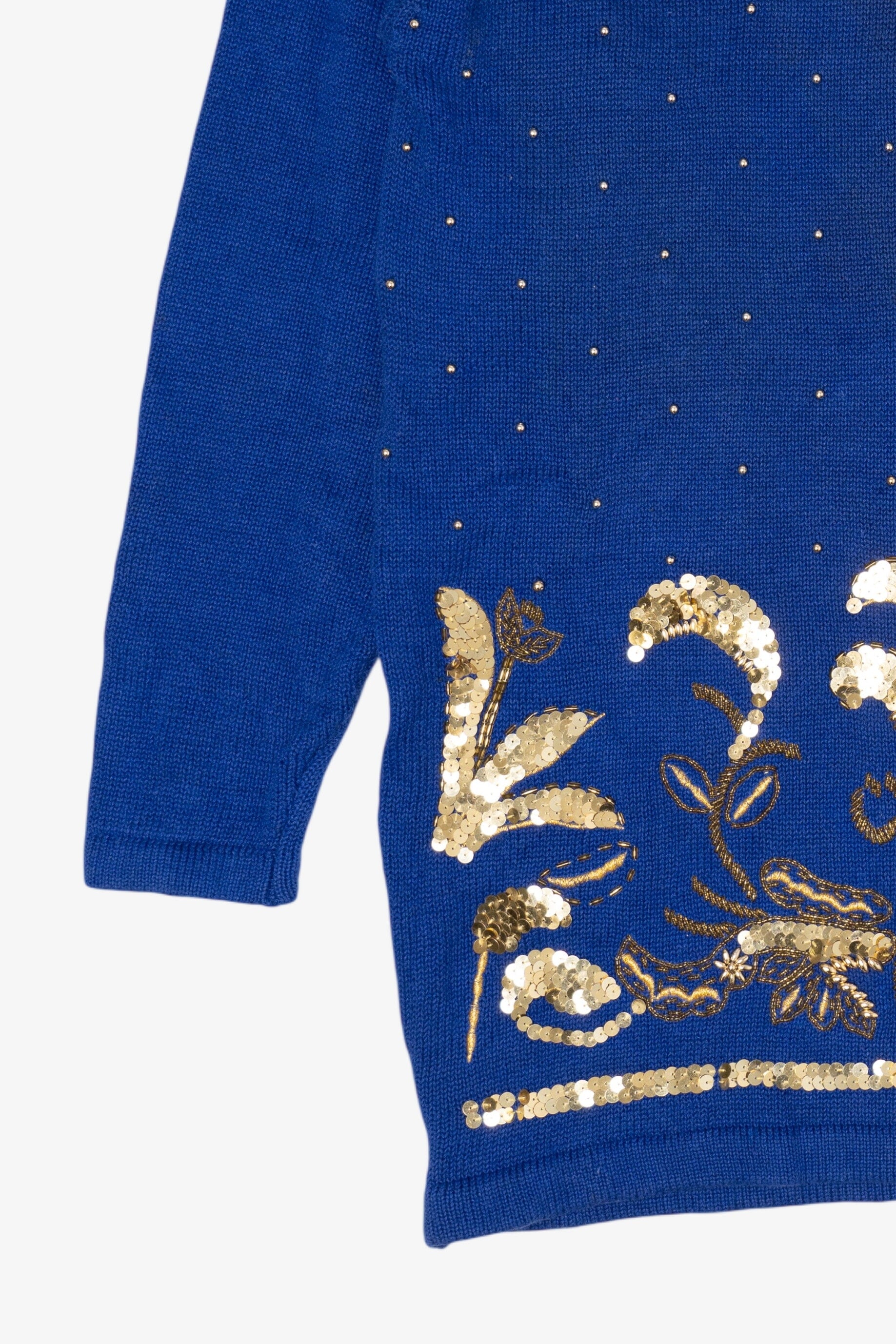 Vintage Blue And Gold Sequin Sweater (1980s)