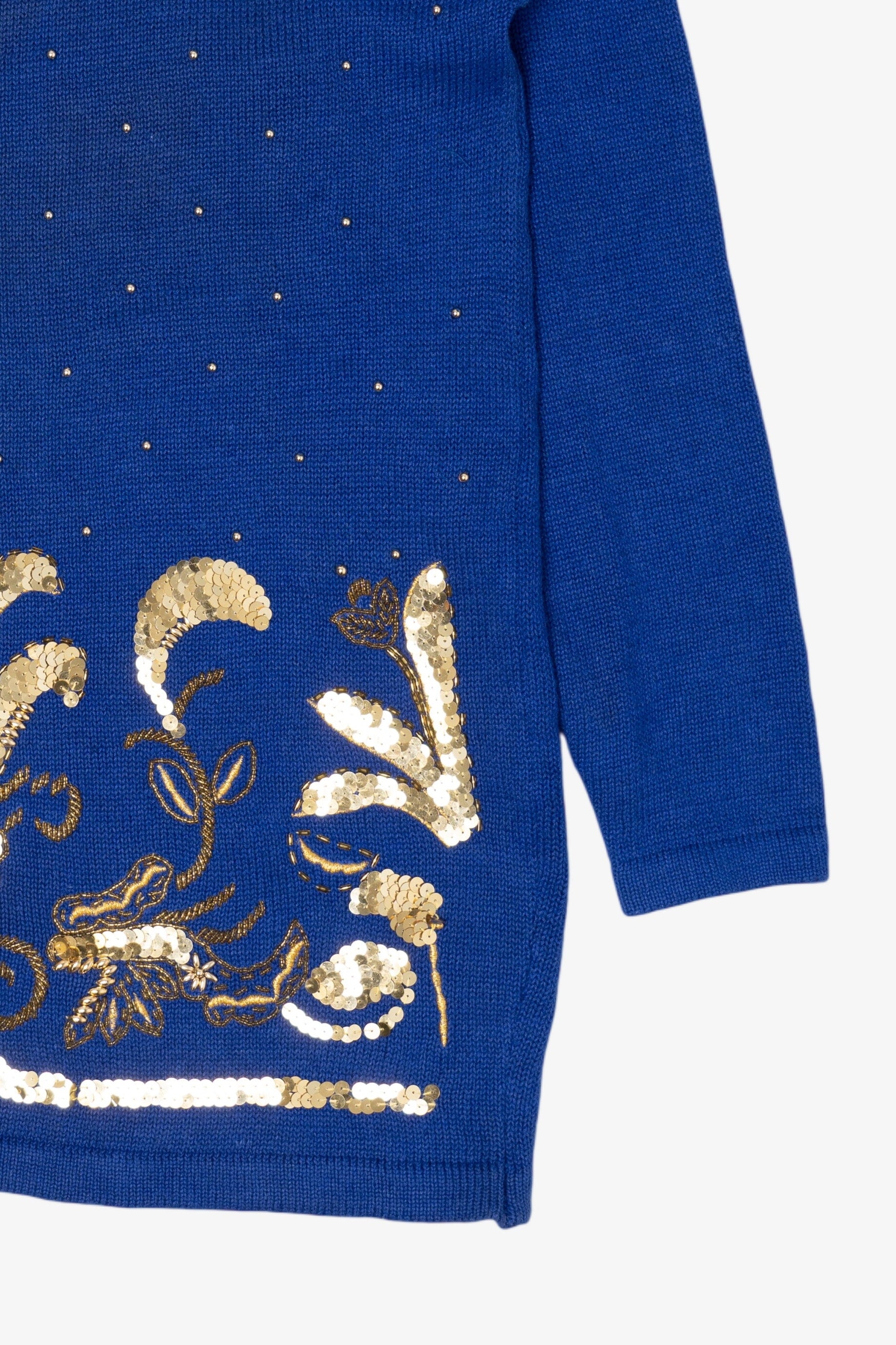 Vintage Blue And Gold Sequin Sweater (1980s)