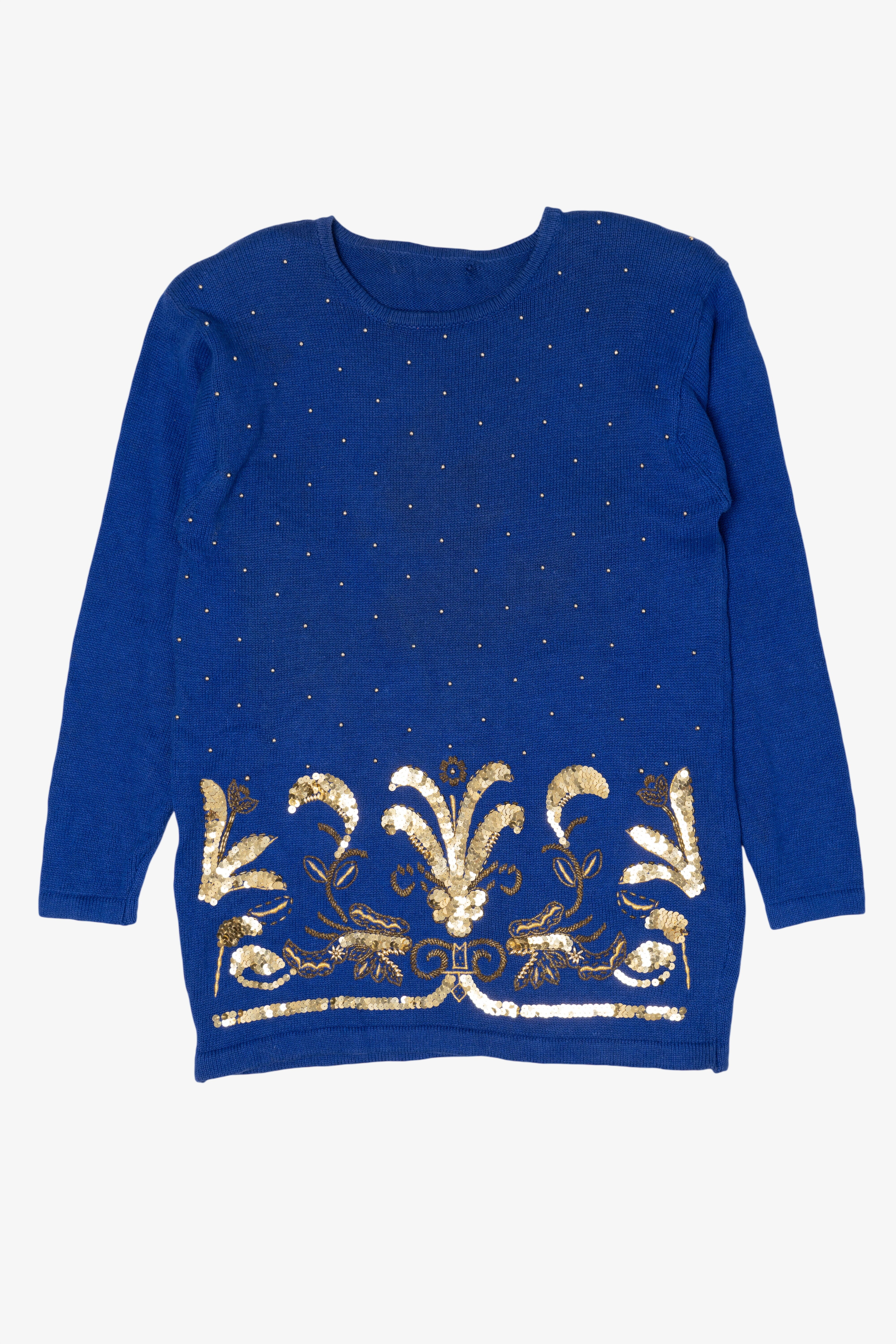 Vintage Blue And Gold Sequin Sweater (1980s)