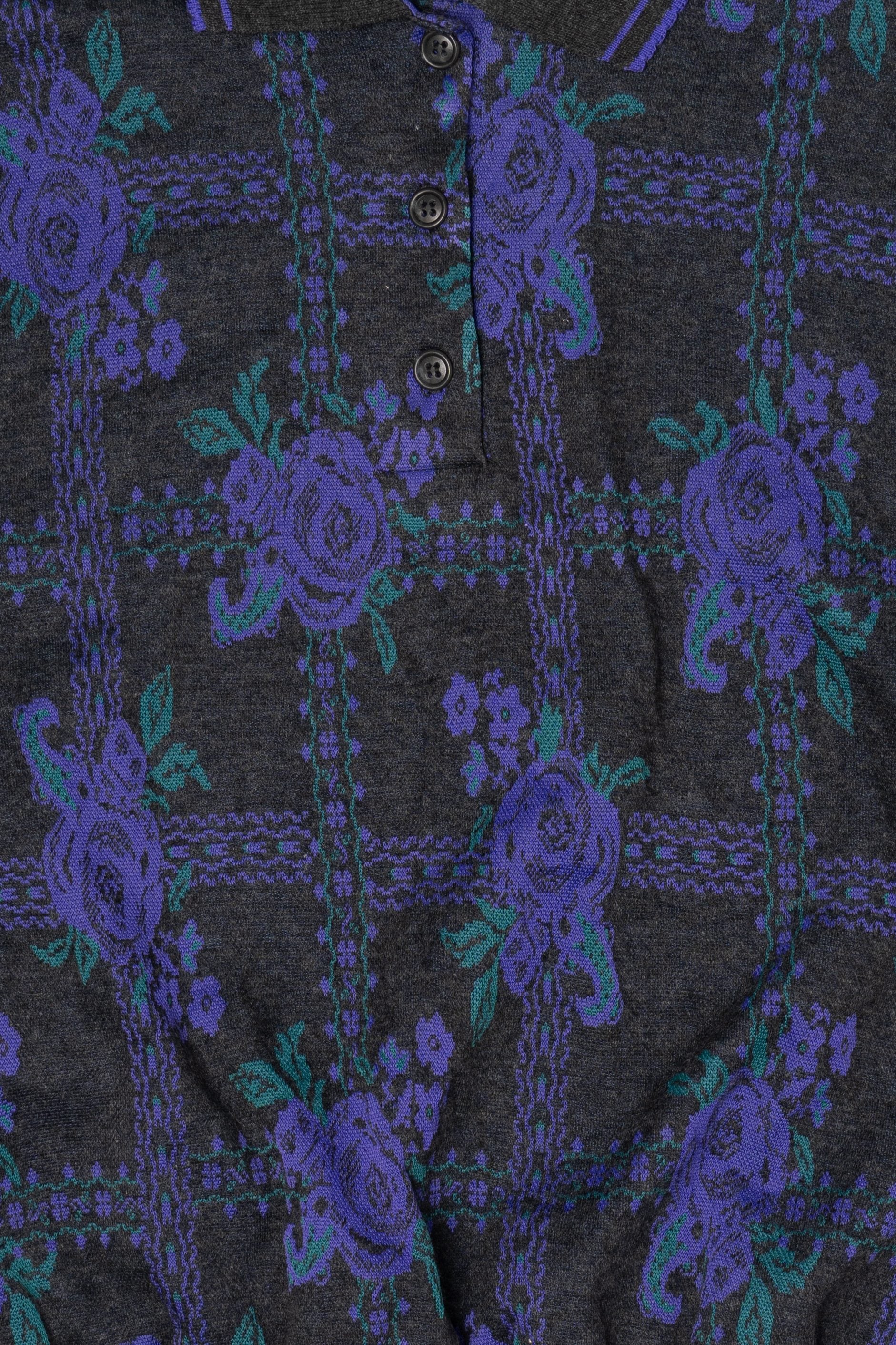 Vintage Dark Gray Land'n Sea Floral Sweater (1980s)