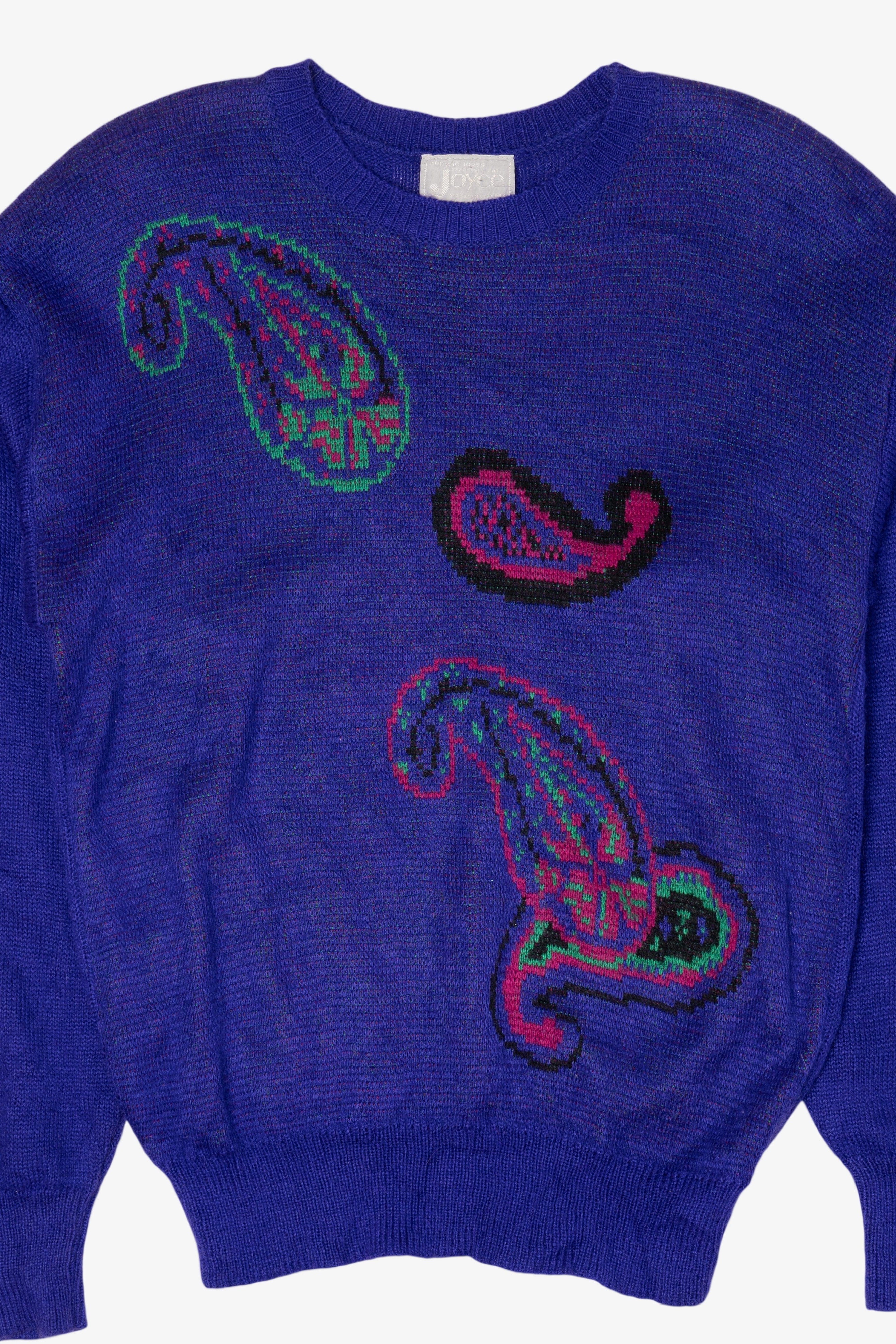 Vintage Blue Paisley Joyce Sweater (1990s)